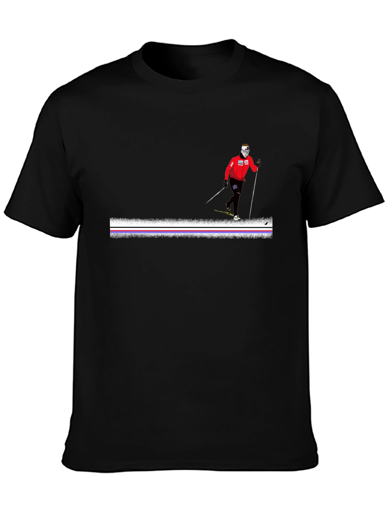 Cross Country Skier Graphic Tee - Black