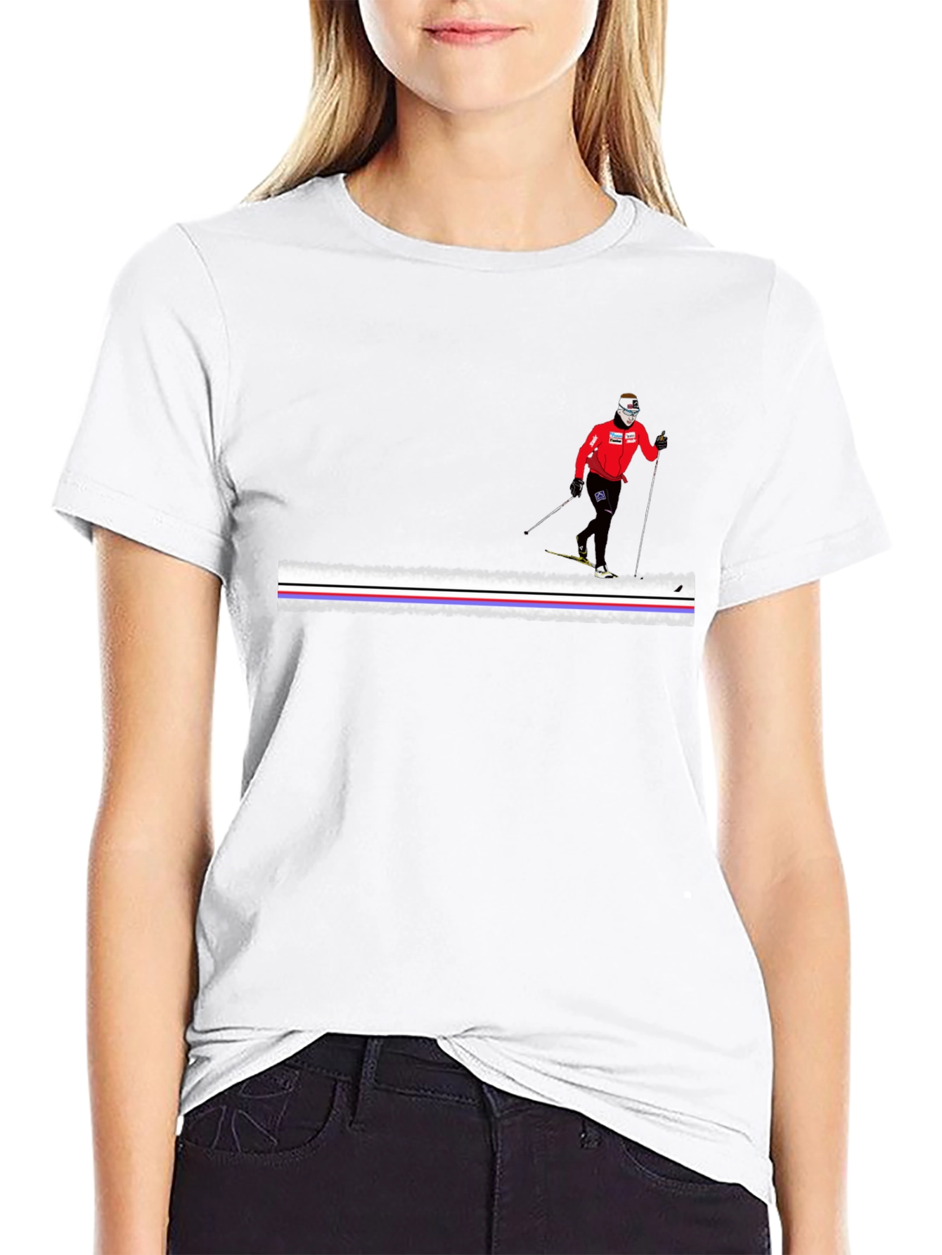 Cross Country Skier Graphic Tee - Black
