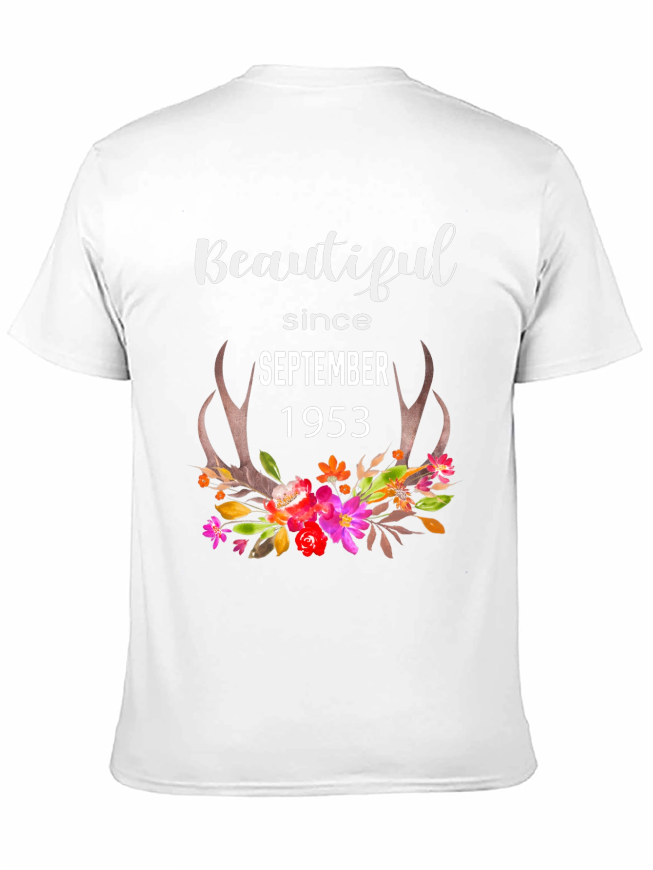 Beautiful Since September 1953 Floral Antler Tee