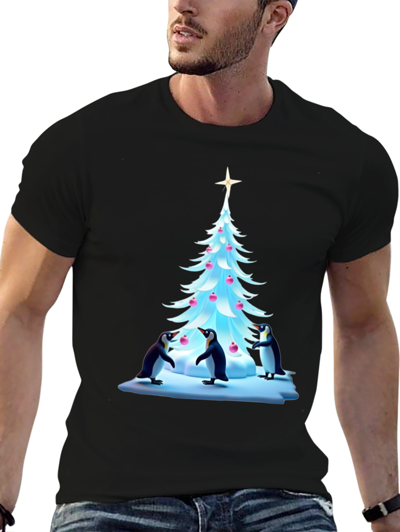 Festive Penguin Christmas Tree T-Shirt