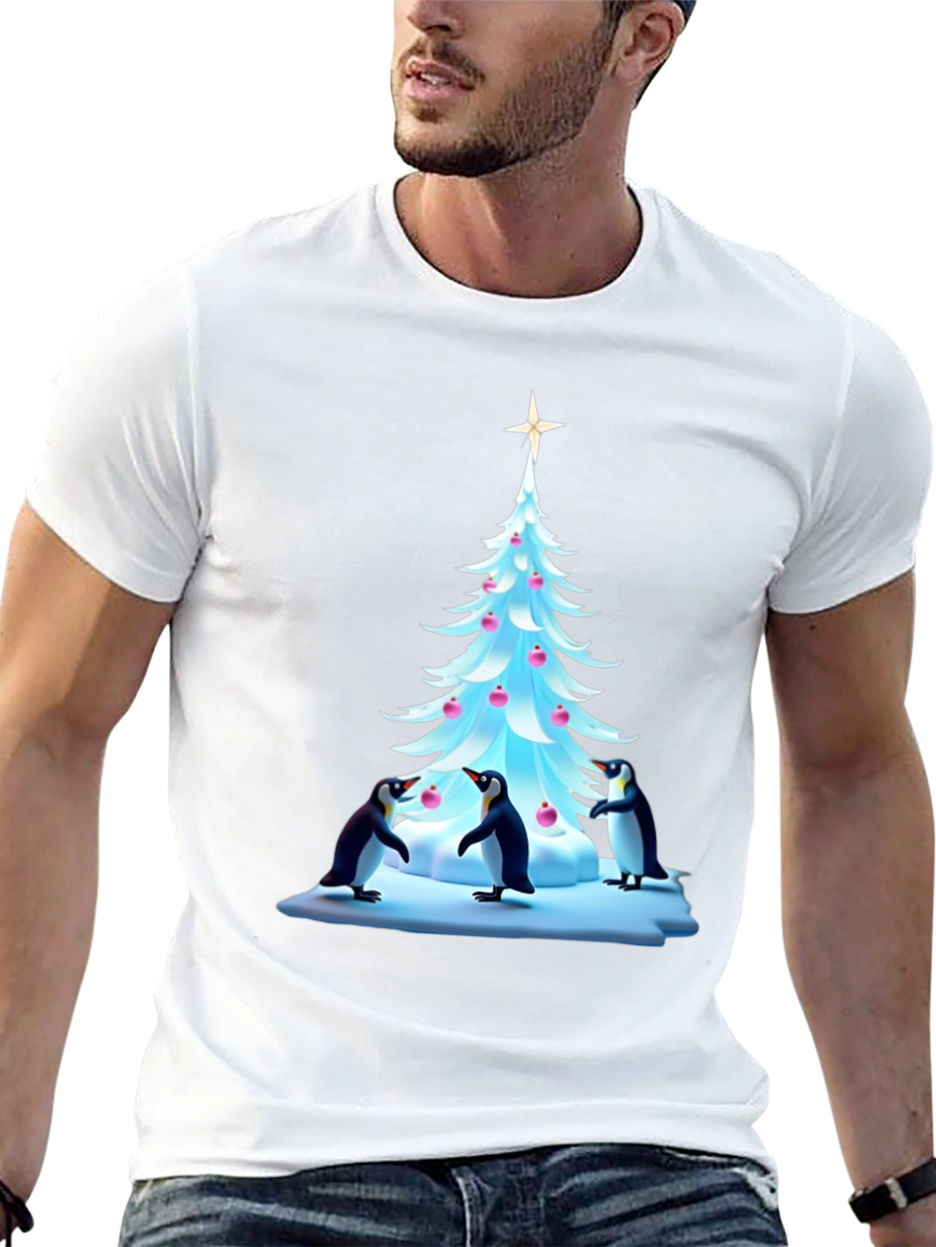 Festive Penguin Christmas Tree T-Shirt