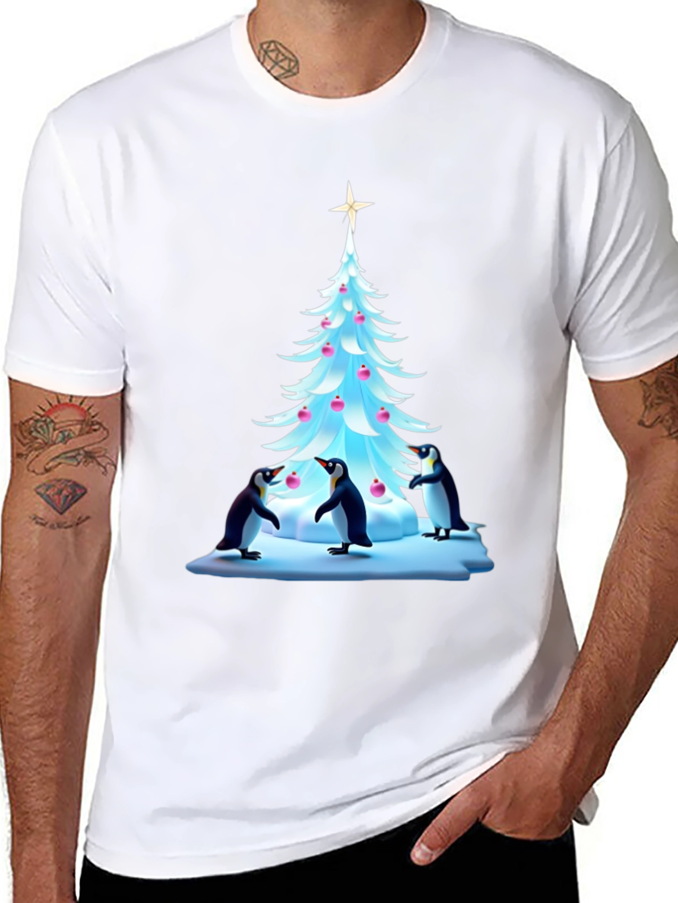 Festive Penguin Christmas Tree T-Shirt