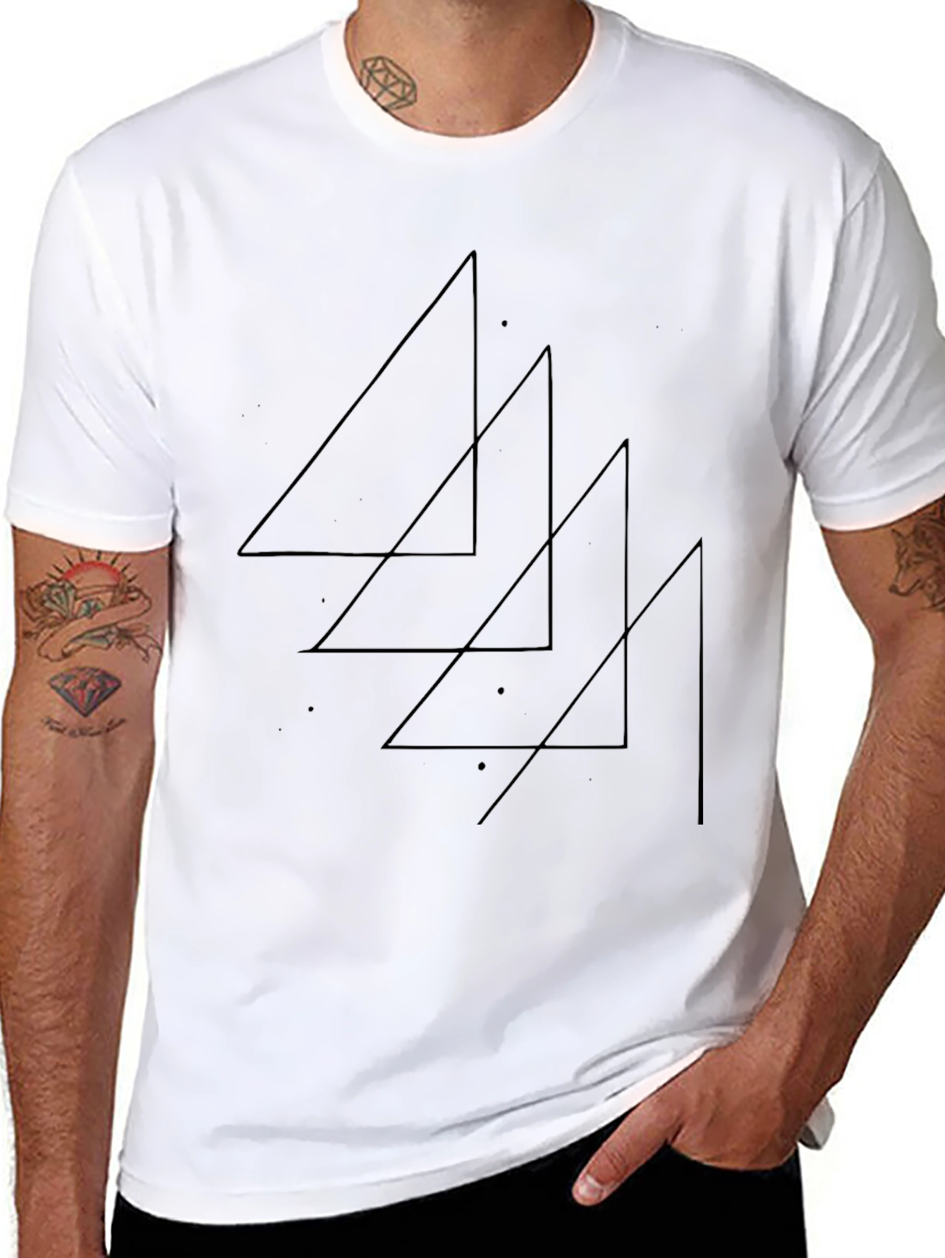Minimalist Triangle Graphic Tee - Black