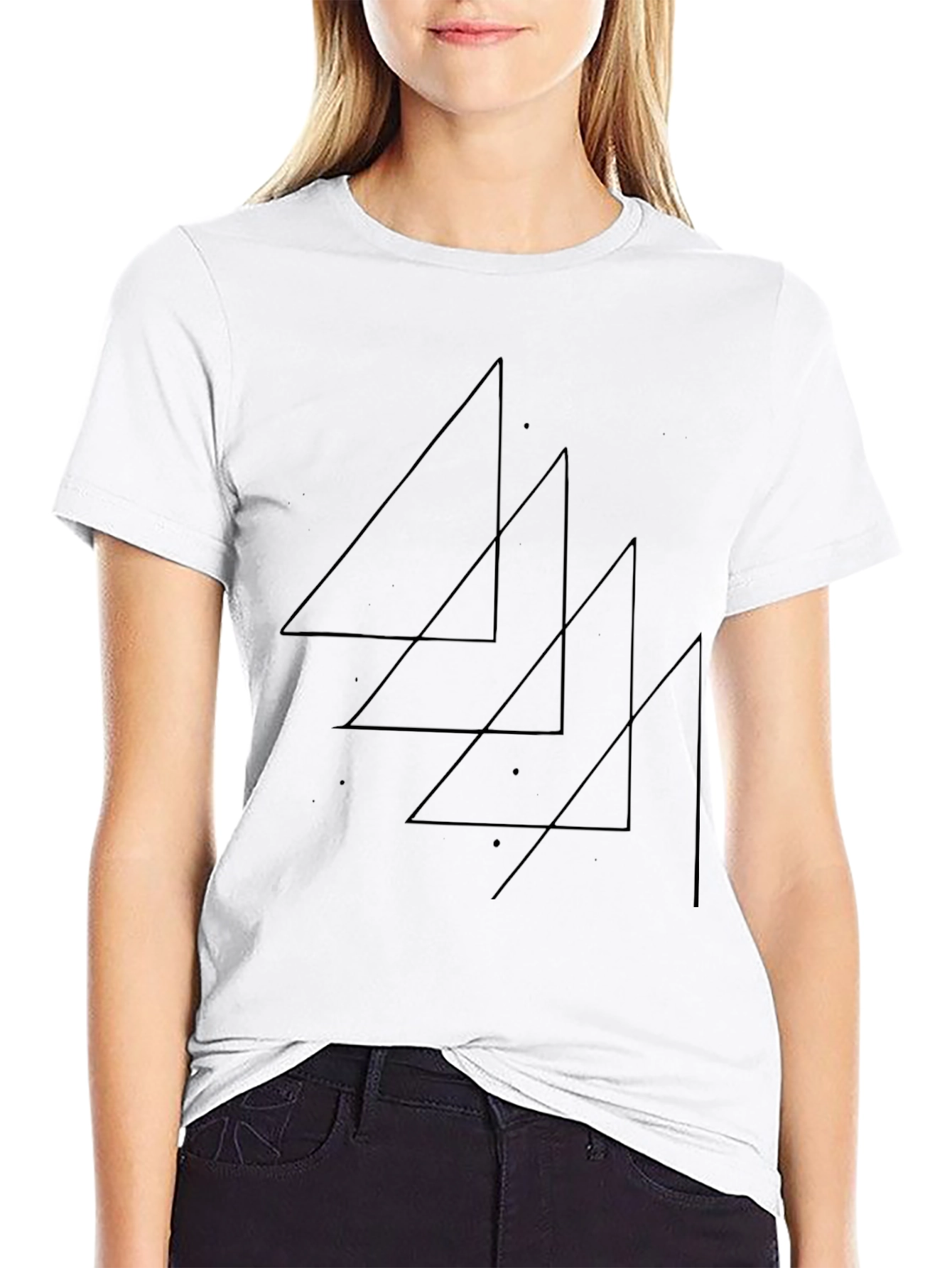 Minimalist Triangle Graphic Tee - Black