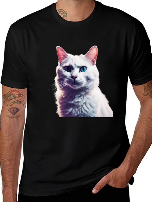 Cat Portrait Graphic Tee - Stylish Animal Lover Shirt