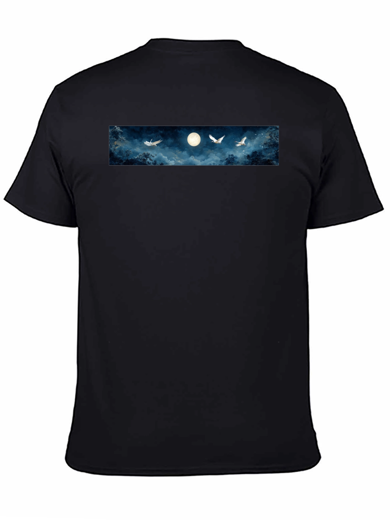 Moonlit Flight Graphic Tee - Black Cotton