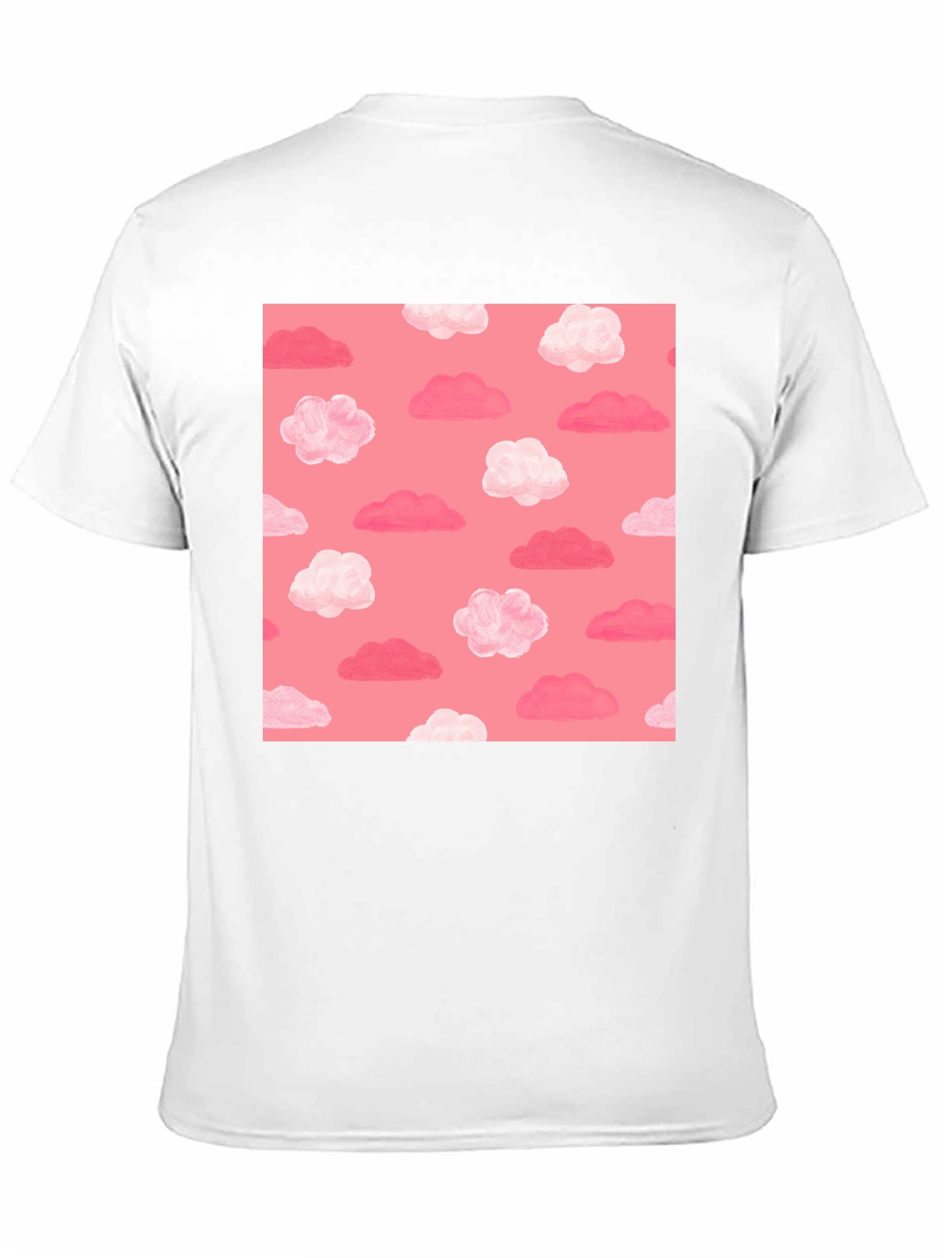 Pink Cloud Pattern Black T-Shirt