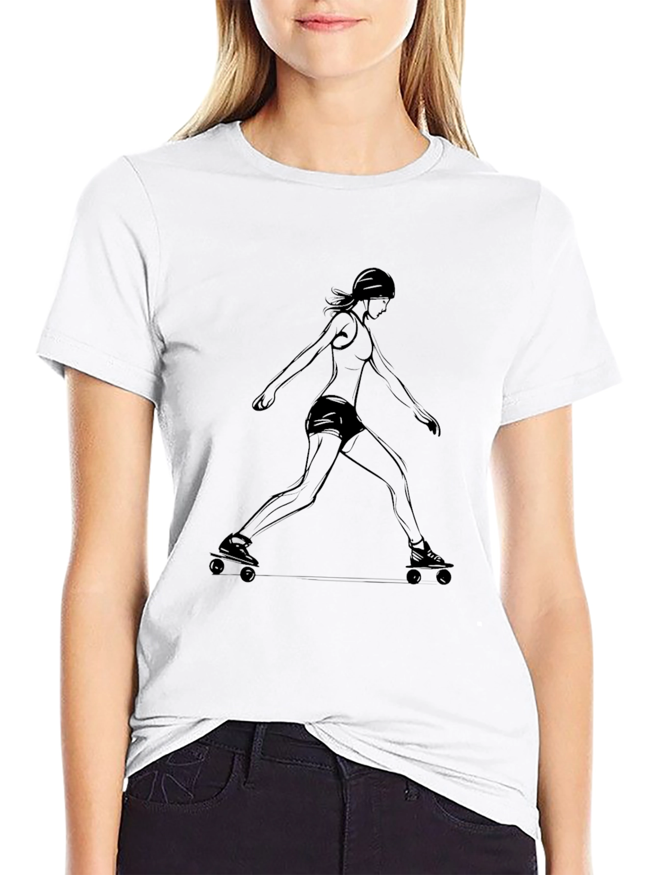 Skateboarder Graphic Black Tee