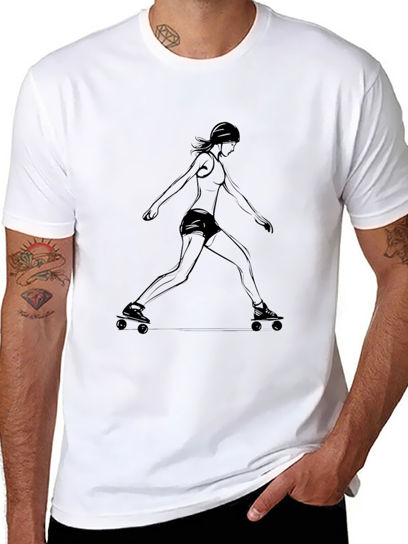 Skateboarder Graphic Black Tee