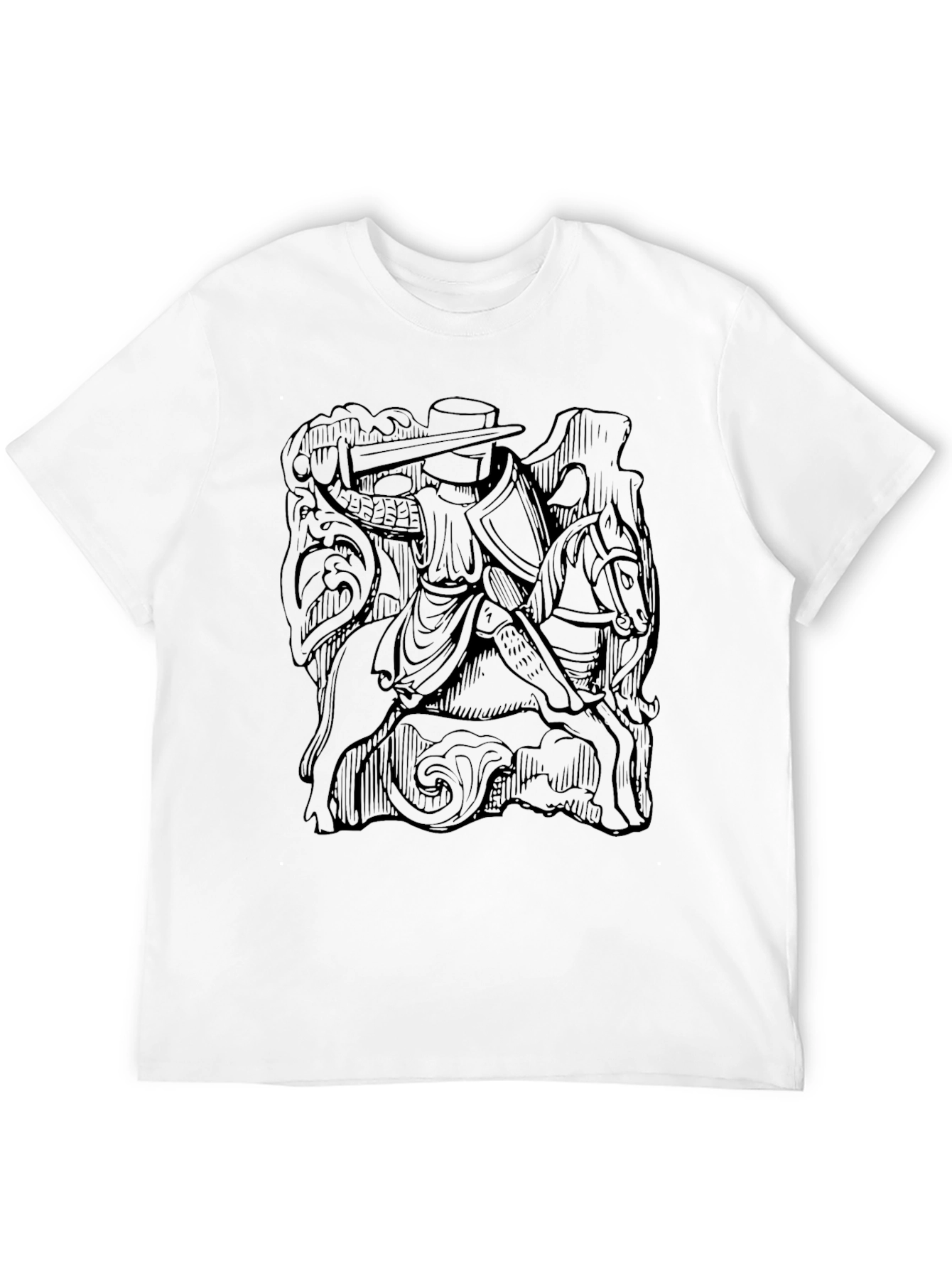 Medieval Knight on Horseback Black T-Shirt