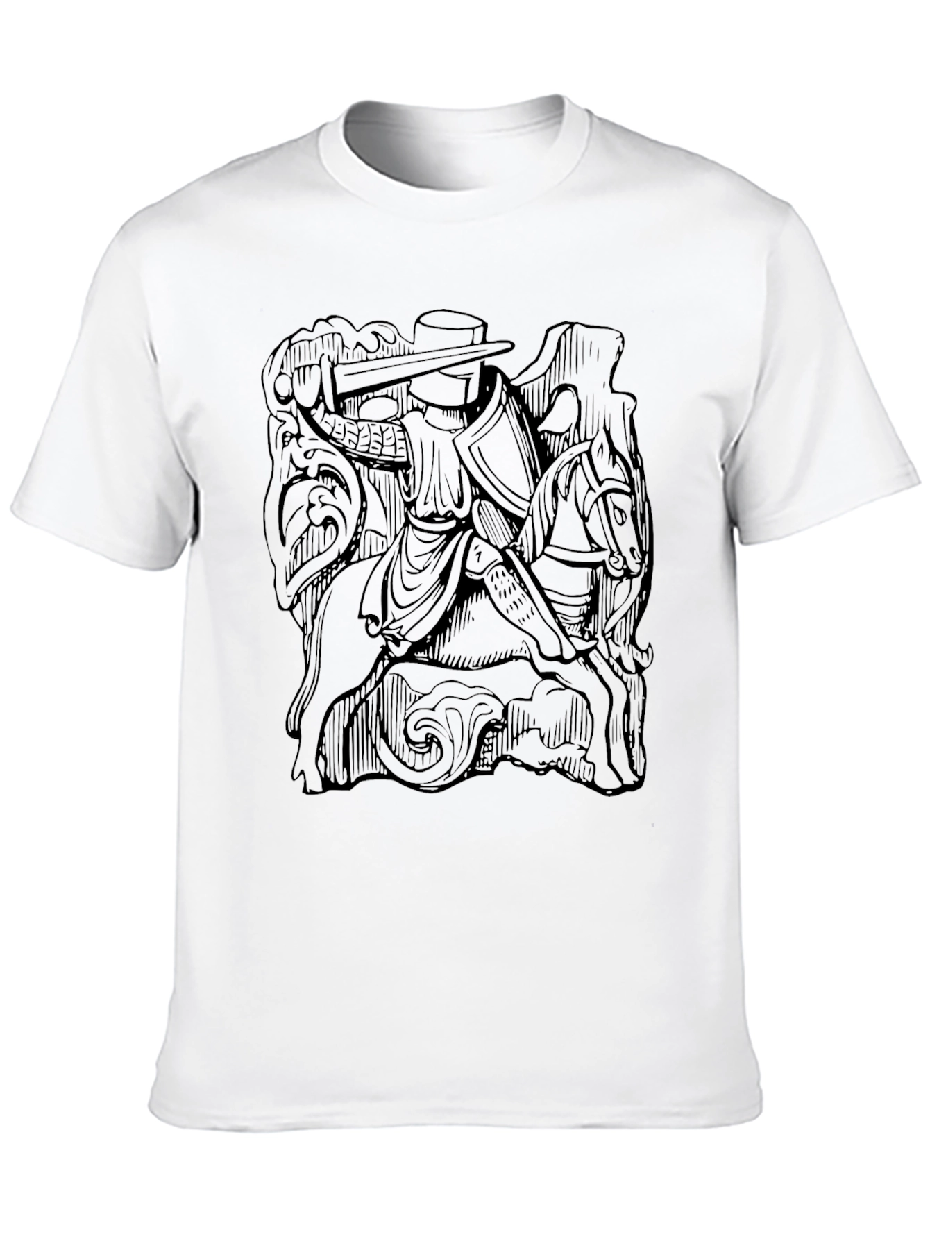 Medieval Knight on Horseback Black T-Shirt