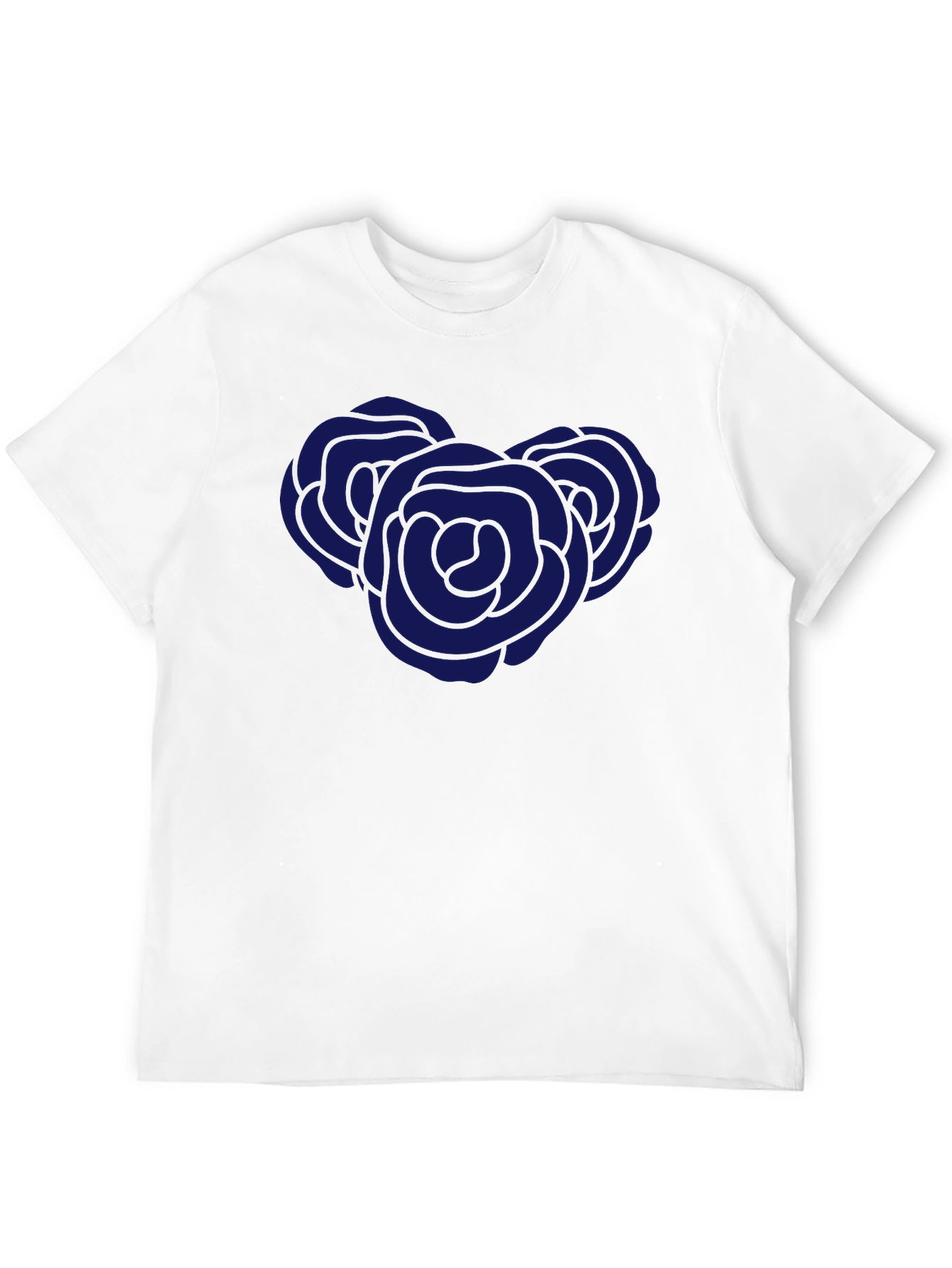 Black T-Shirt with Blue Rose Graphic