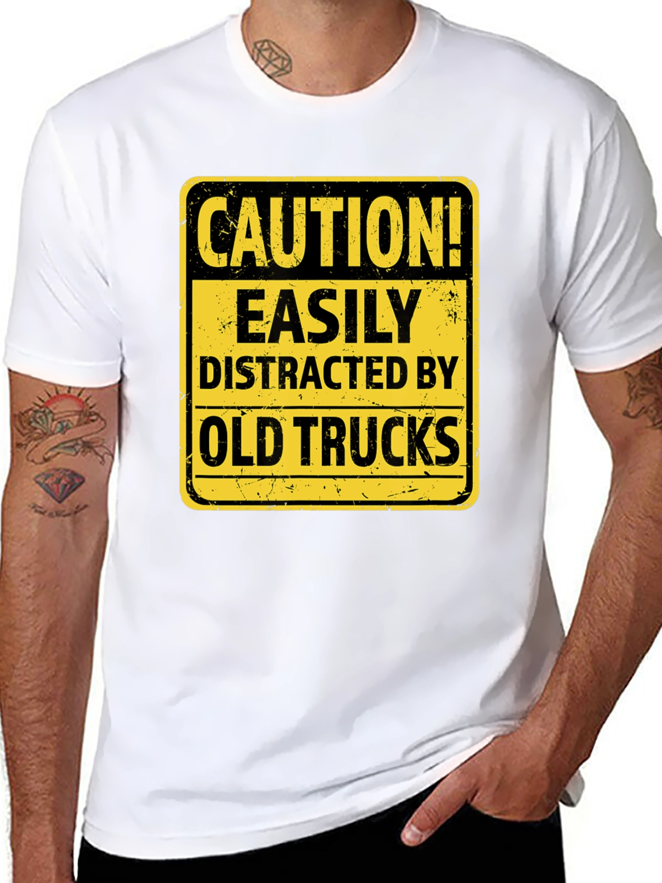 Caution Easily Distracted by Old Trucks T-Shirt