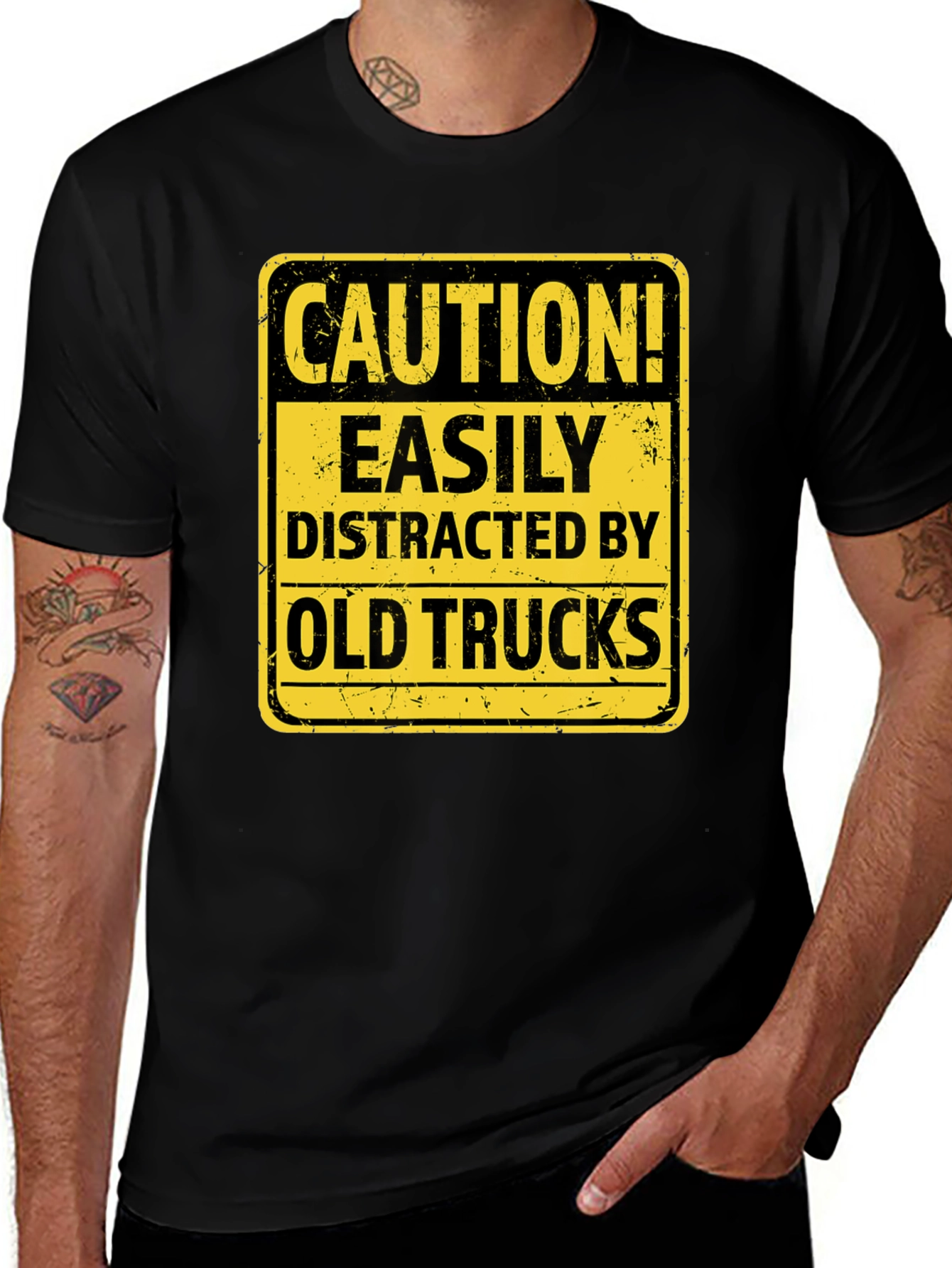 Caution Easily Distracted by Old Trucks T-Shirt