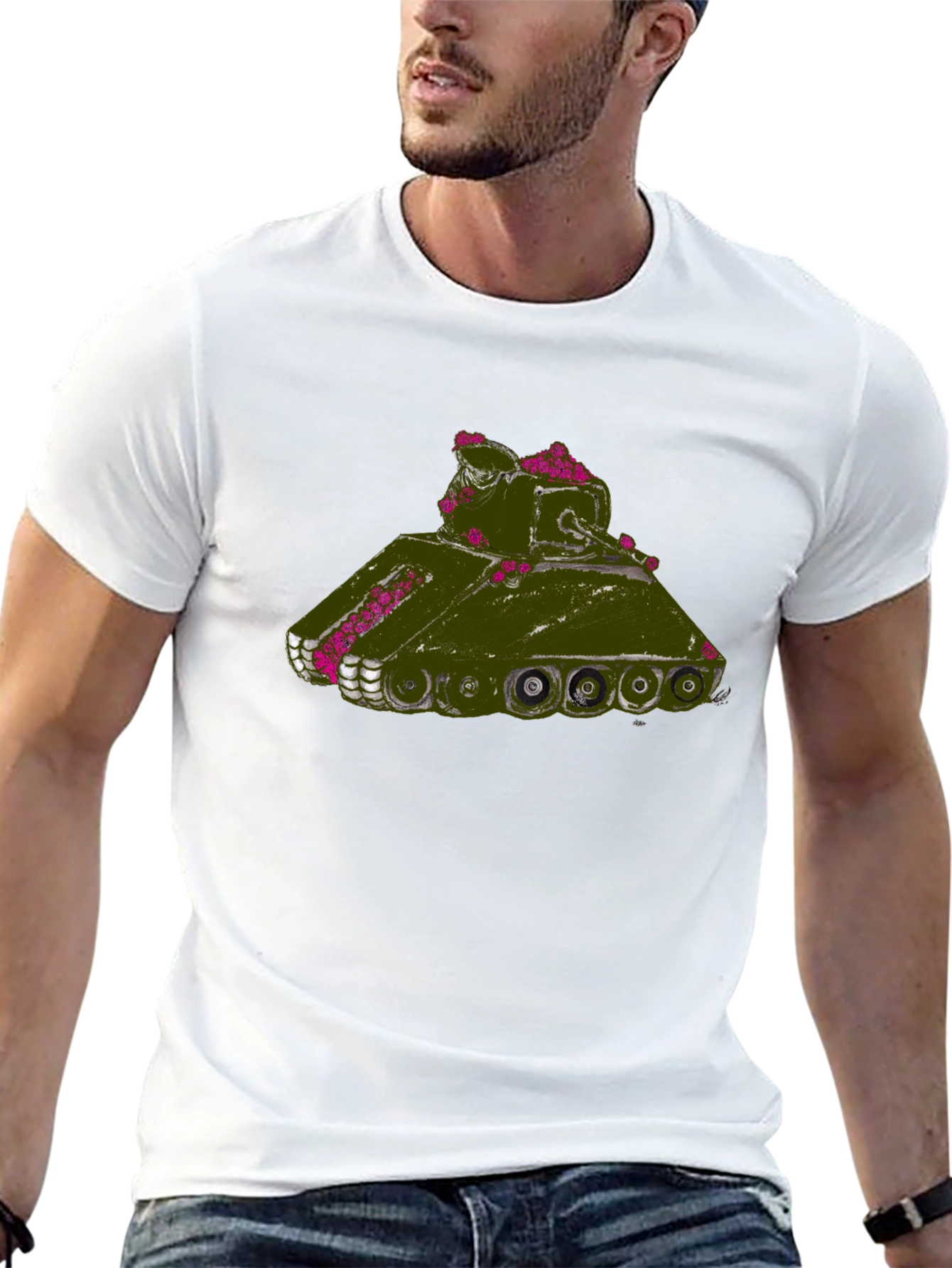 Tank With Flowers Graphic Tee - Black