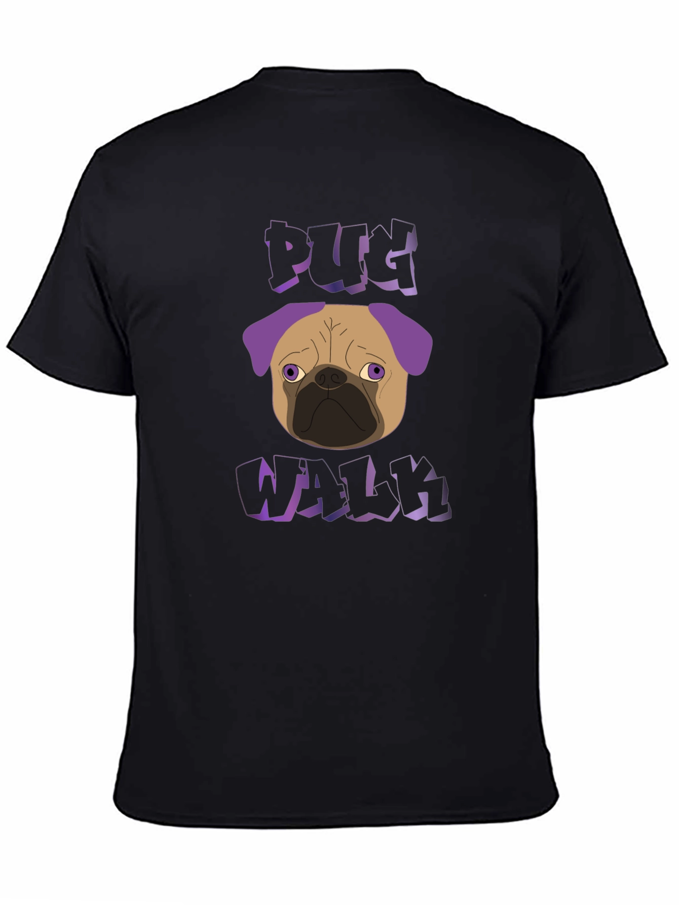 Pug Walk Graphic Tee - Trendy Black T-Shirt