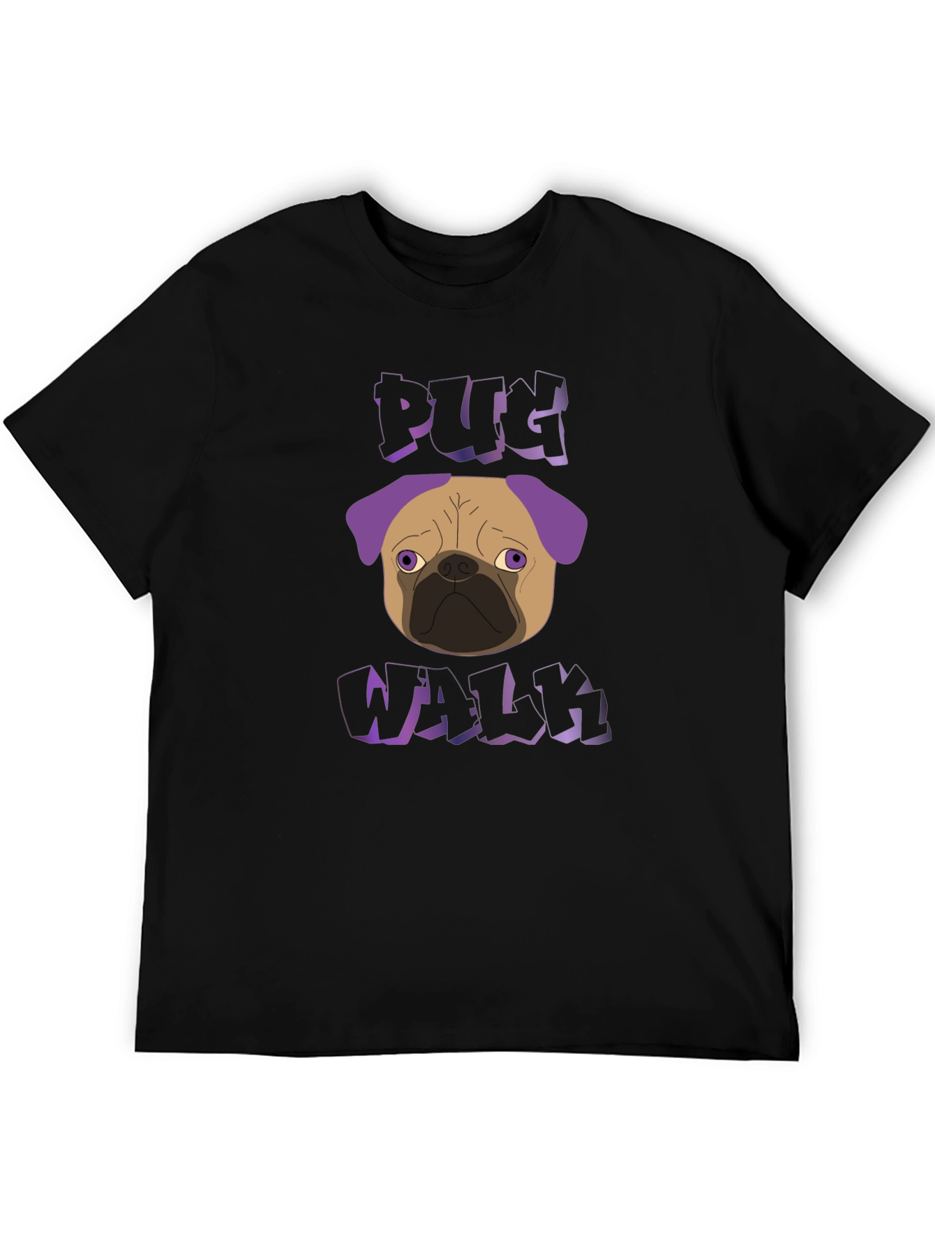 Pug Walk Graphic Tee - Trendy Black T-Shirt