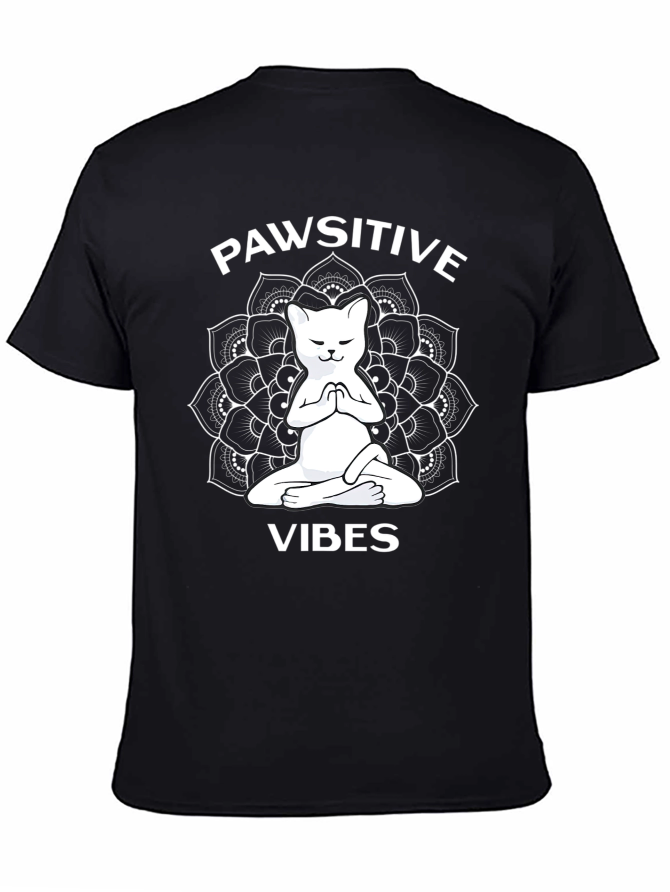 Pawsitive Vibes T-Shirt - Cat Mandala Zen Style