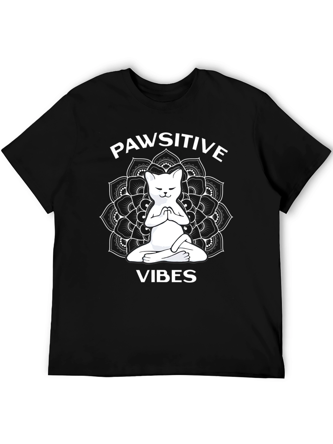 Pawsitive Vibes T-Shirt - Cat Mandala Zen Style