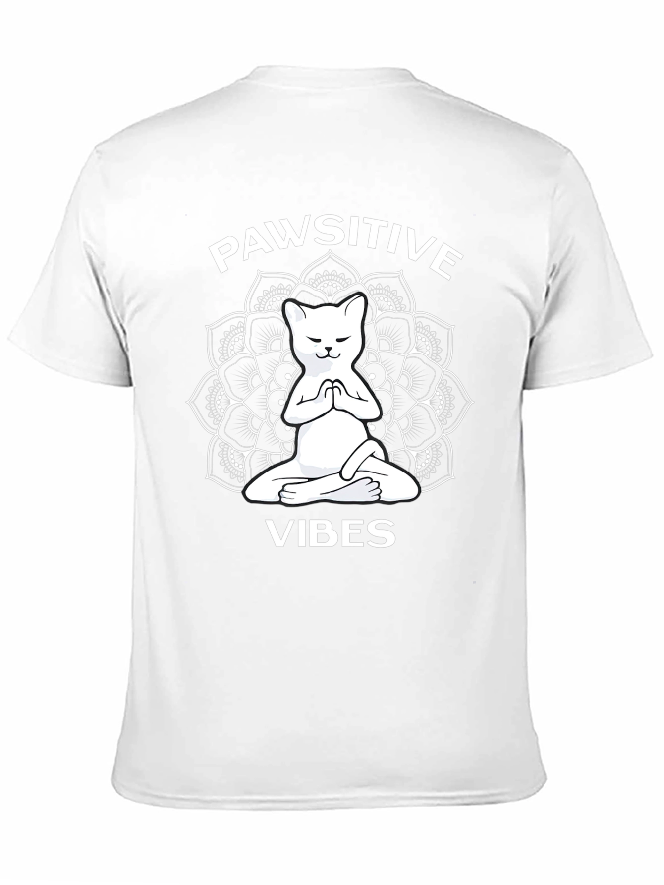 Pawsitive Vibes T-Shirt - Cat Mandala Zen Style