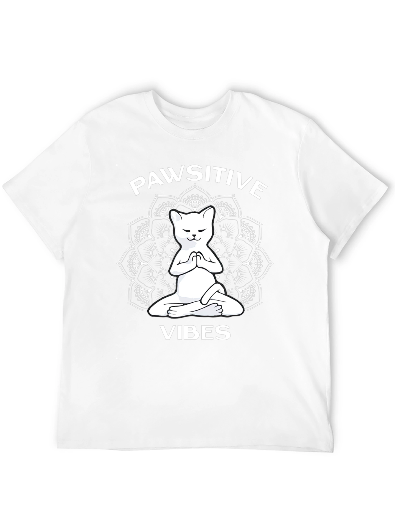 Pawsitive Vibes T-Shirt - Cat Mandala Zen Style