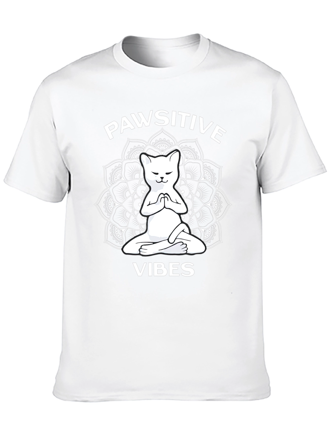 Pawsitive Vibes T-Shirt - Cat Mandala Zen Style