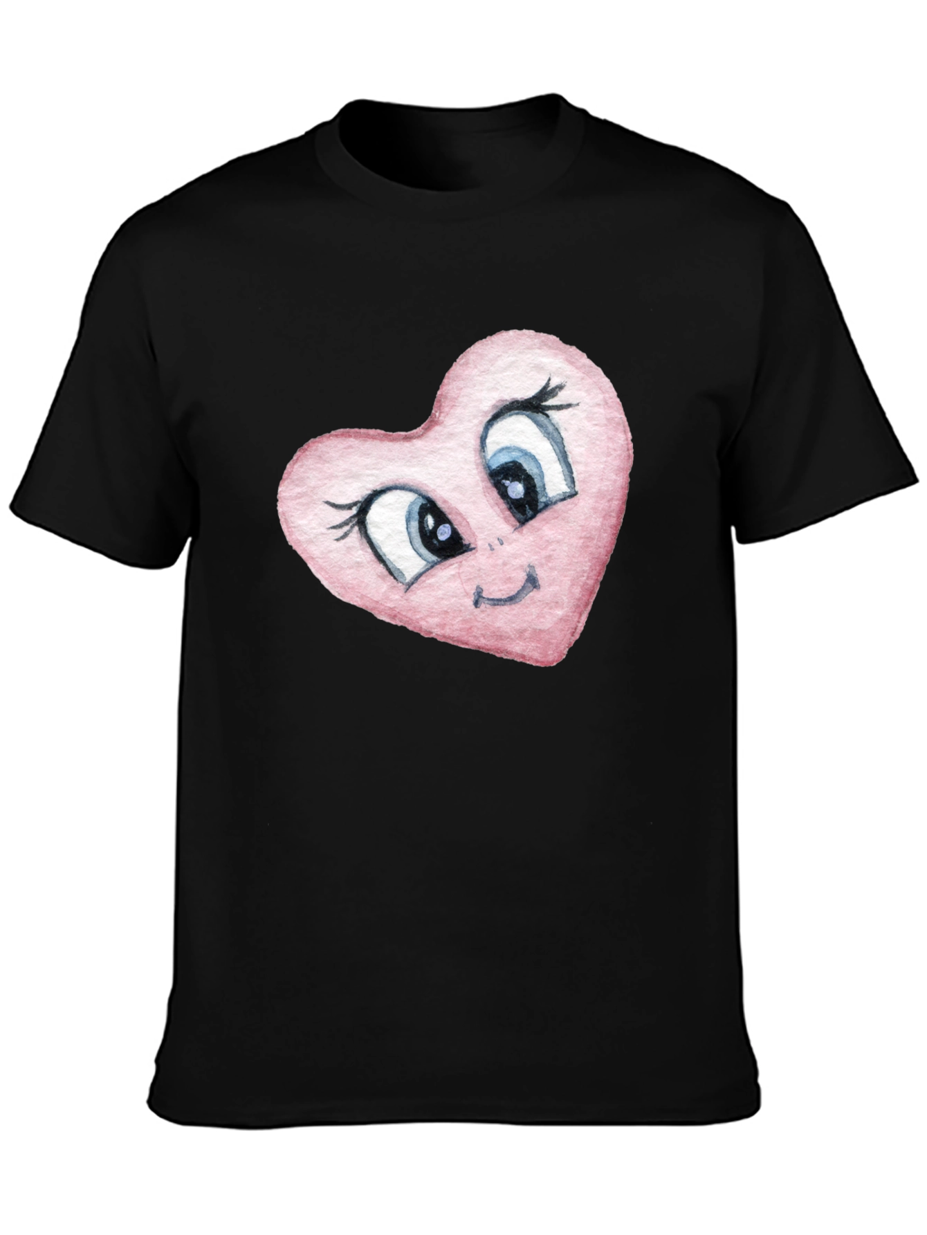 Cartoon Heart Graphic Tee - Black