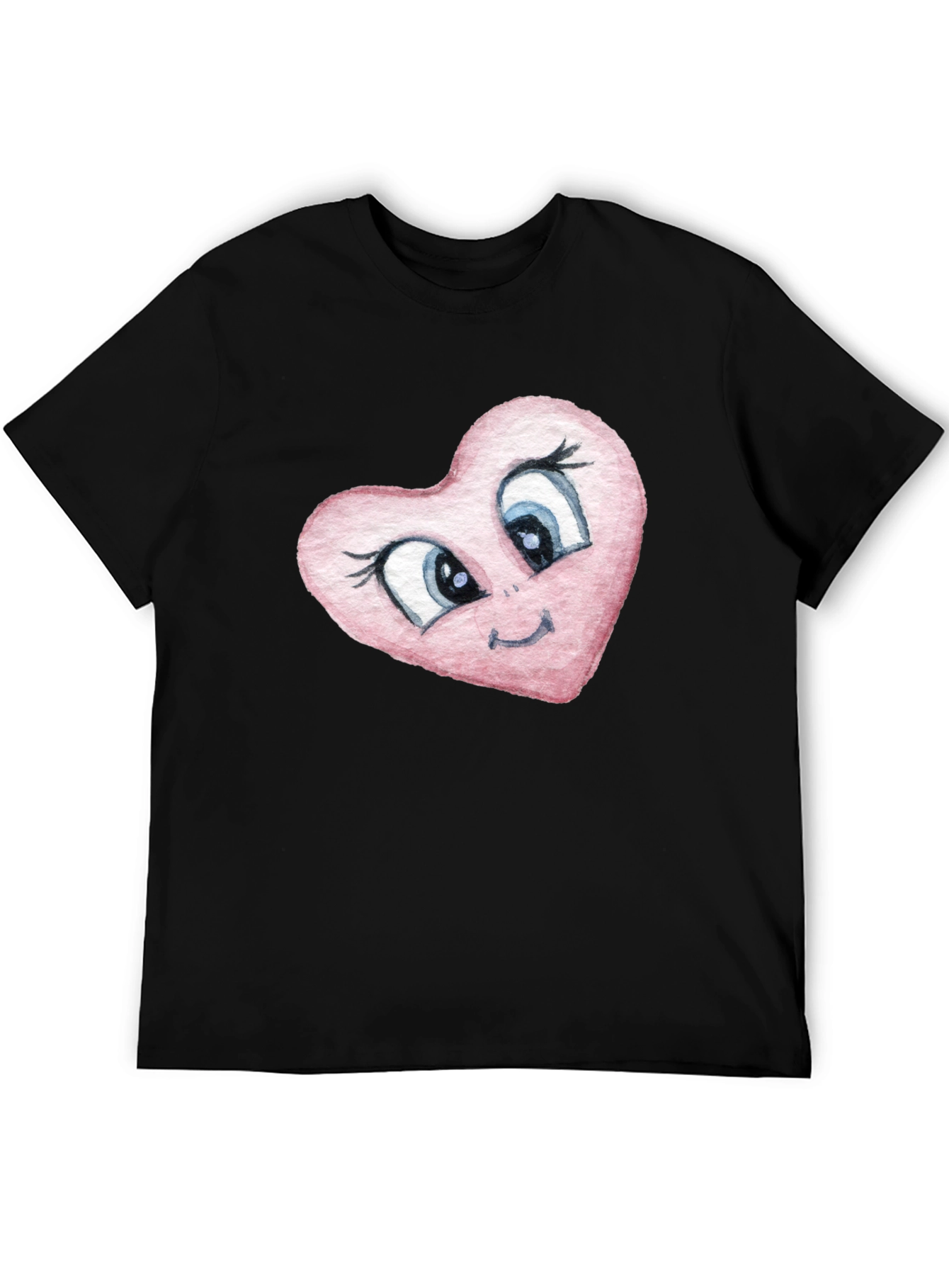 Cartoon Heart Graphic Tee - Black