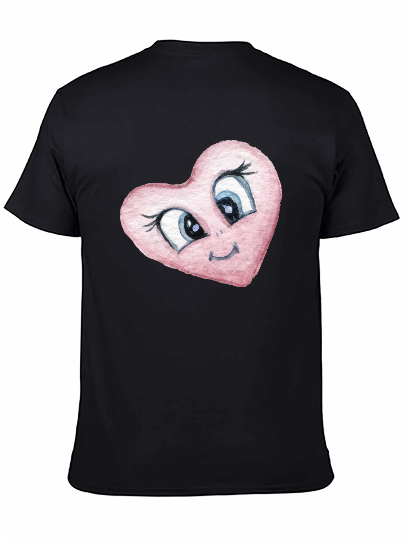 Cartoon Heart Graphic Tee - Black
