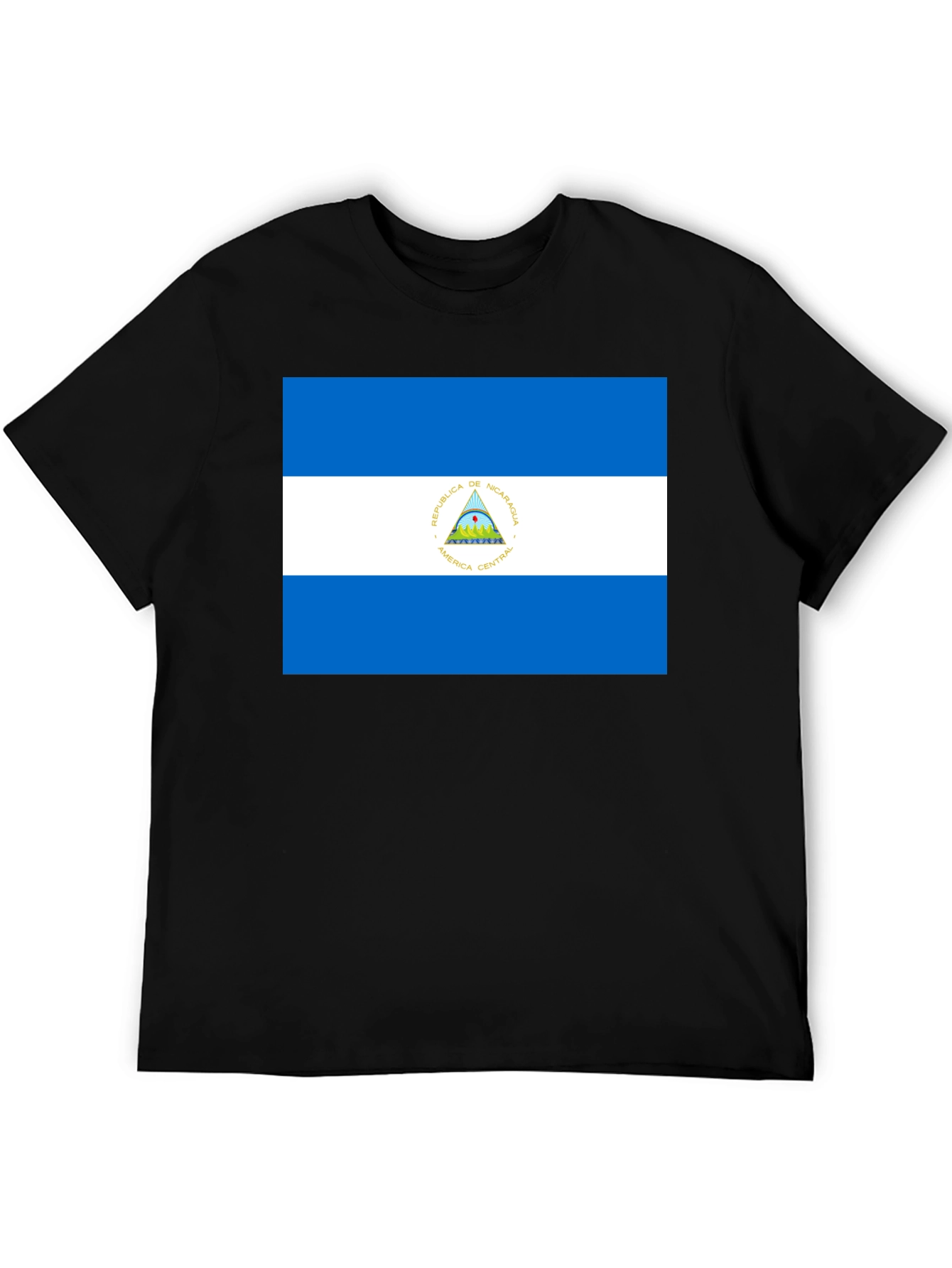 Nicaragua Flag T-Shirt - Black Cotton Tee