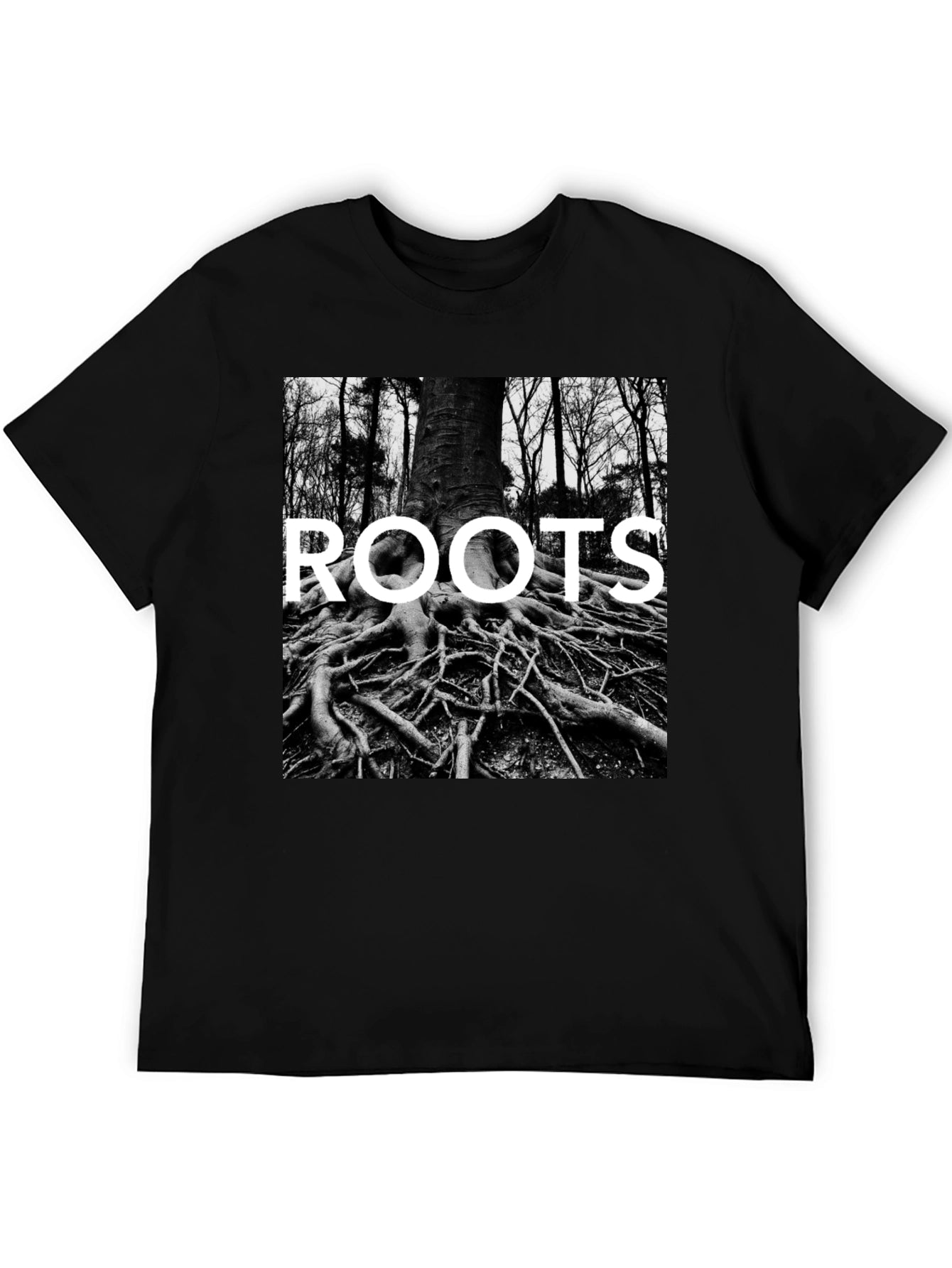 Roots Graphic Print Tee - Black