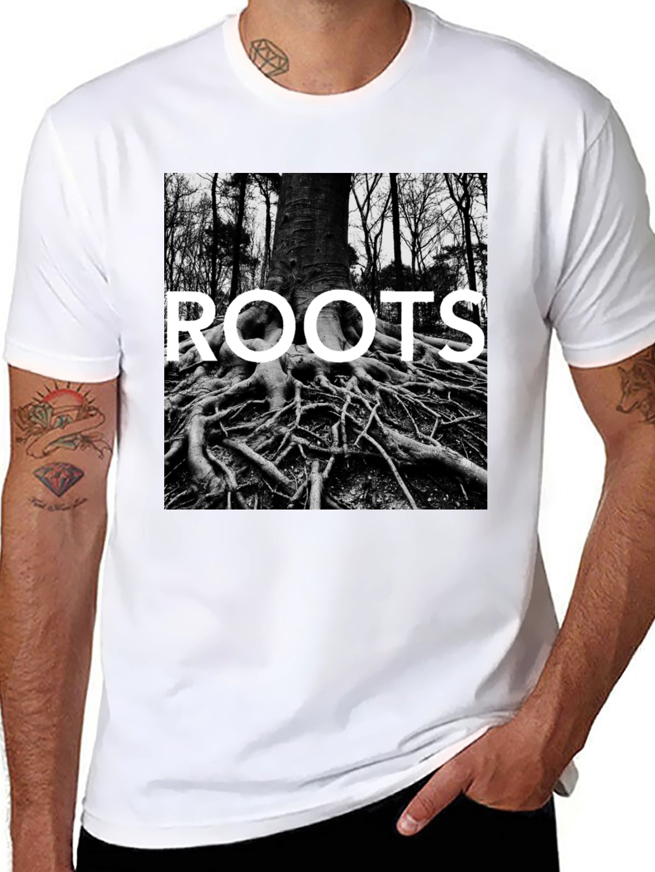 Roots Graphic Print Tee - Black