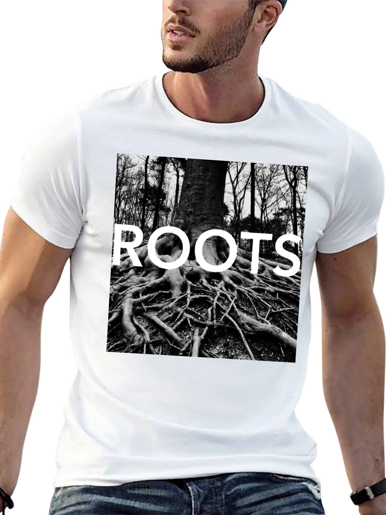 Roots Graphic Print Tee - Black