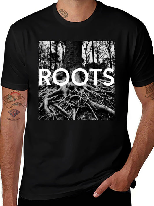 Roots Graphic Print Tee - Black