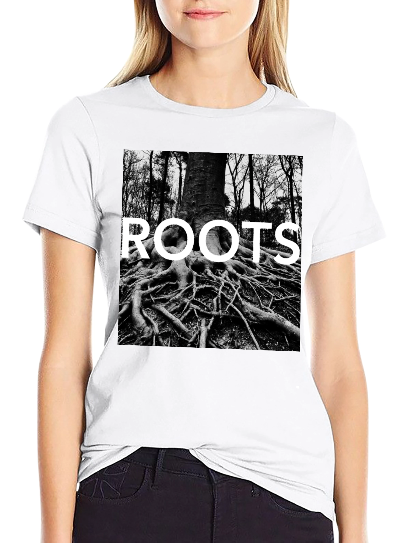 Roots Graphic Print Tee - Black