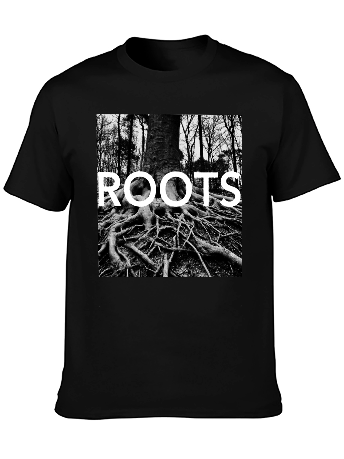 Roots Graphic Print Tee - Black
