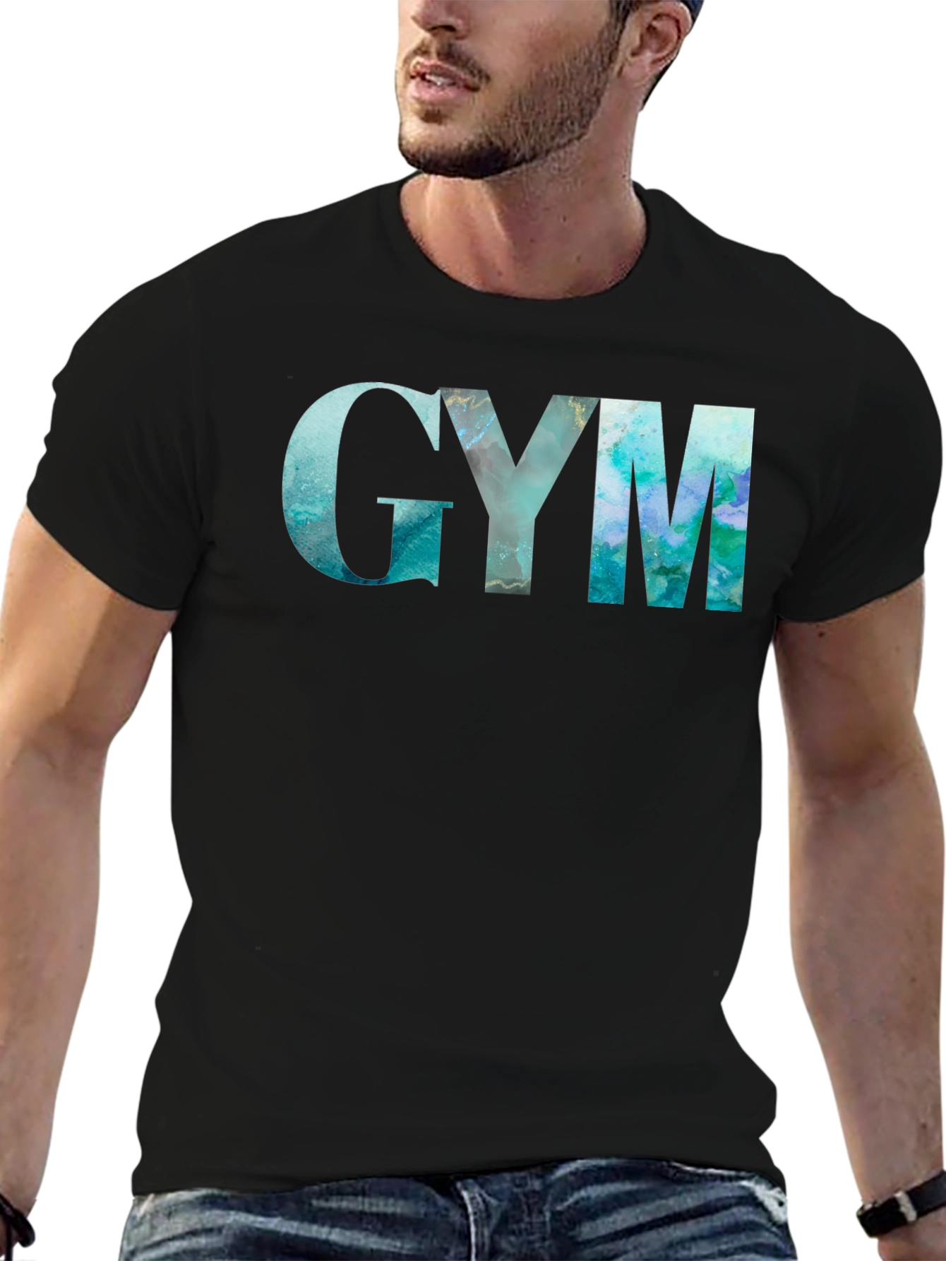 GYM Marble Graphic Black T-Shirt