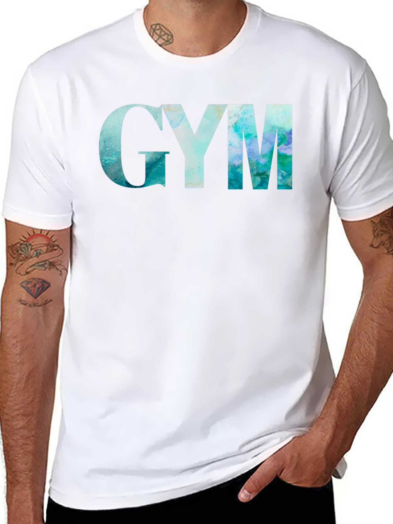 GYM Marble Graphic Black T-Shirt