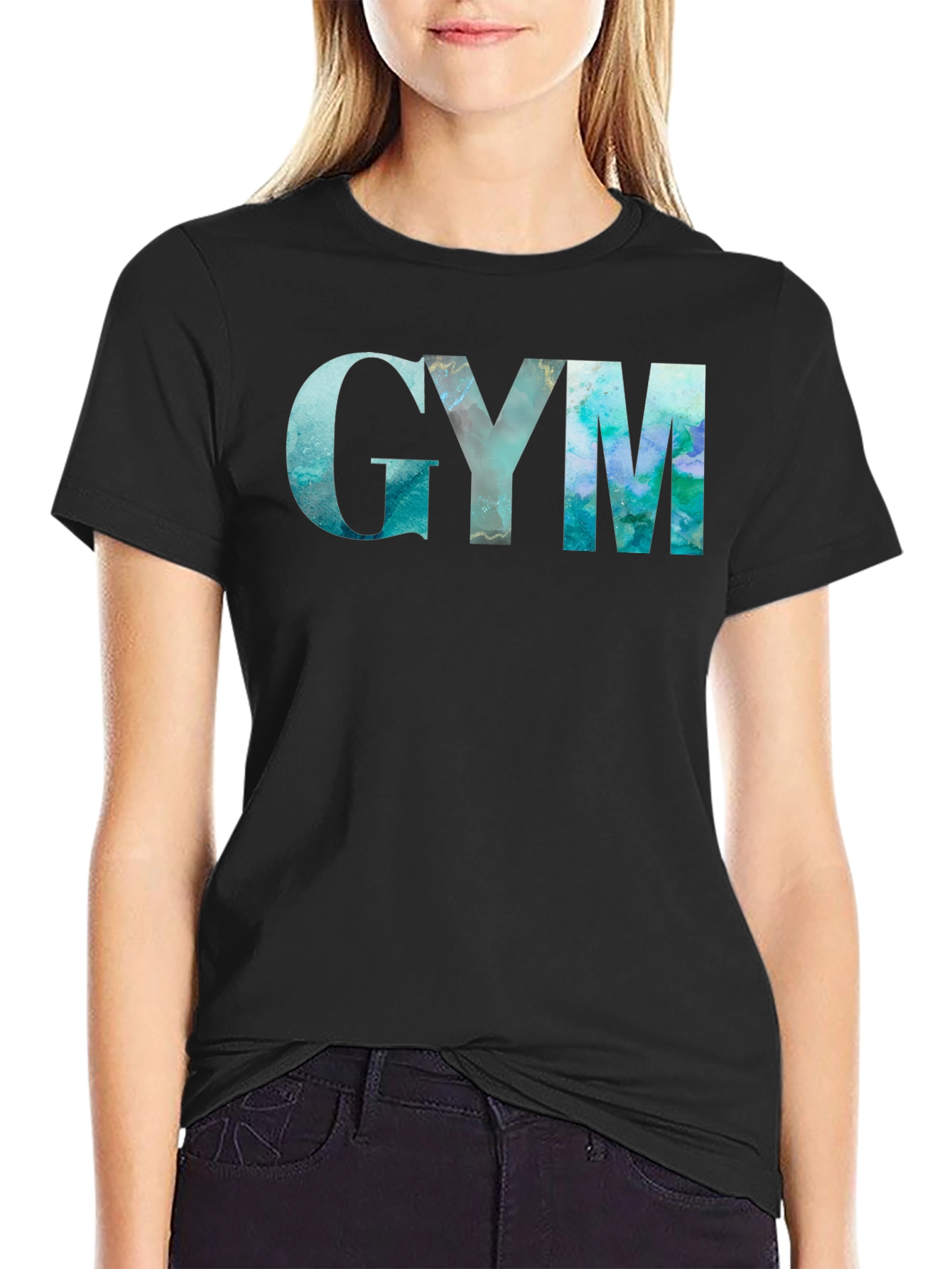 GYM Marble Graphic Black T-Shirt