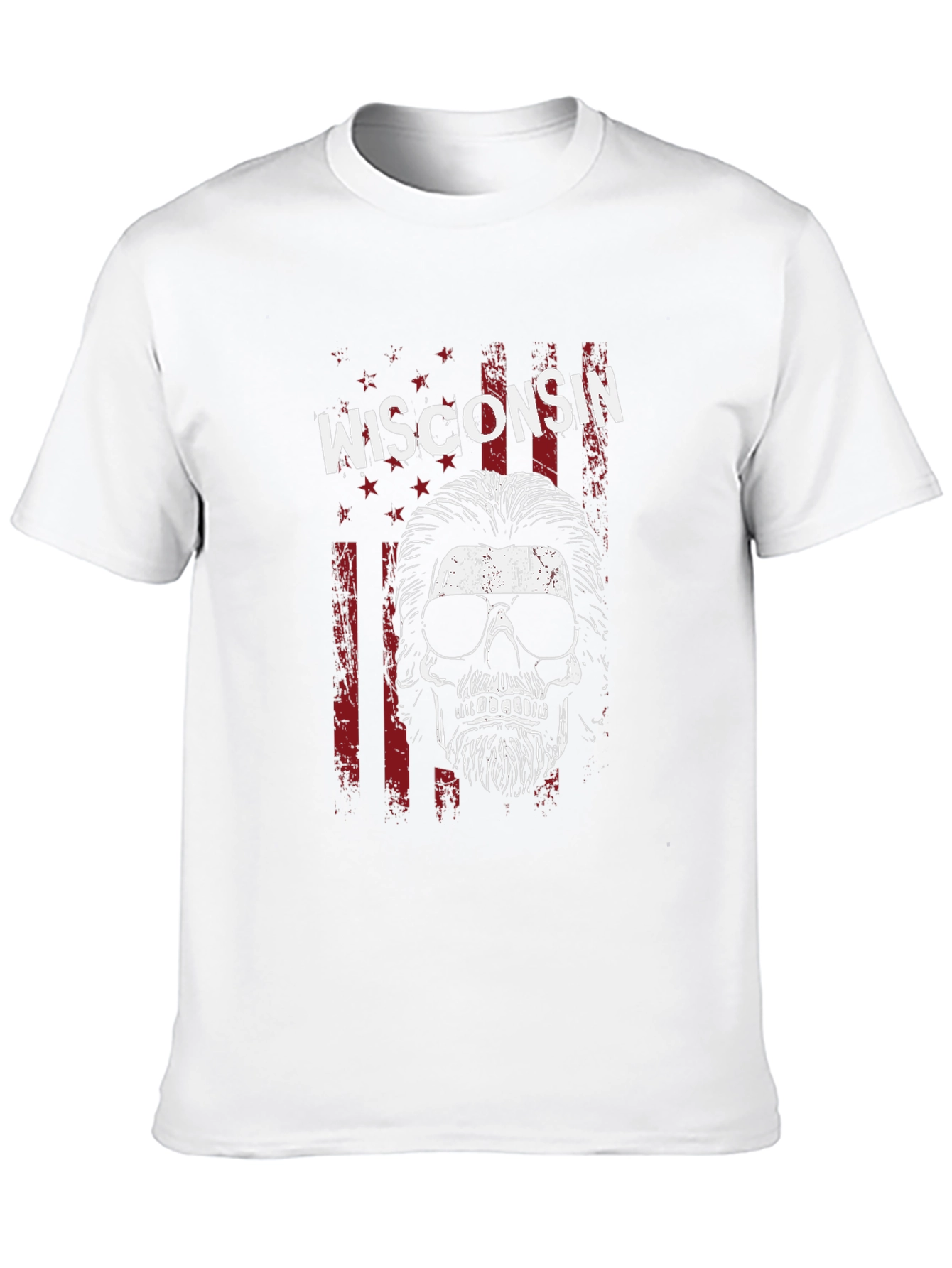Wisconsin Skull Graphic Tee - USA Patriotic Shirt