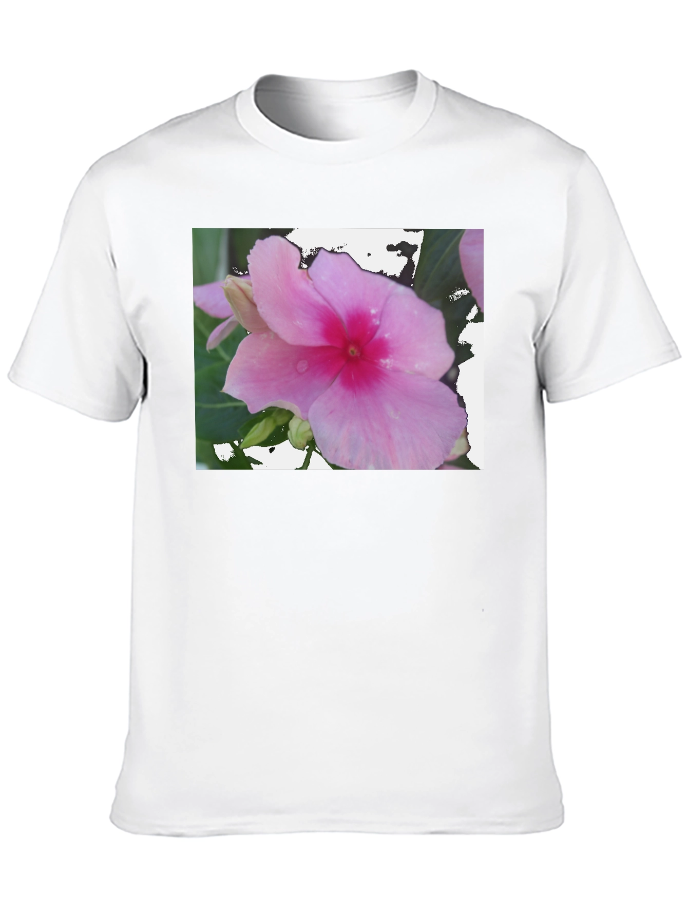 Pink Flower Graphic Black T-Shirt