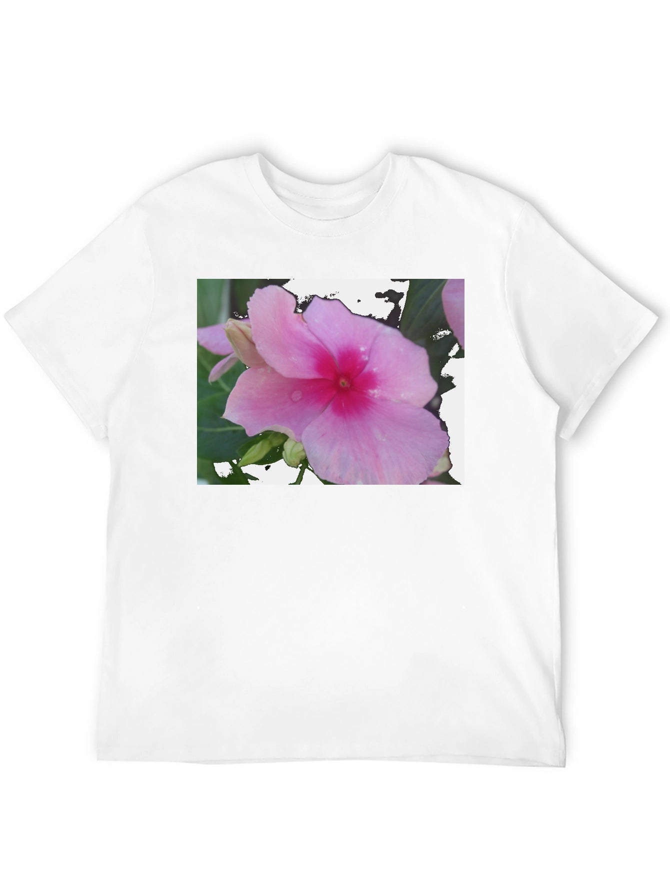 Pink Flower Graphic Black T-Shirt
