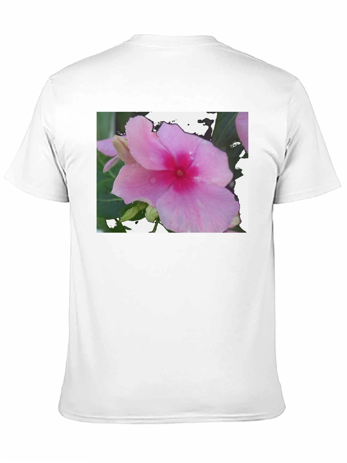 Pink Flower Graphic Black T-Shirt