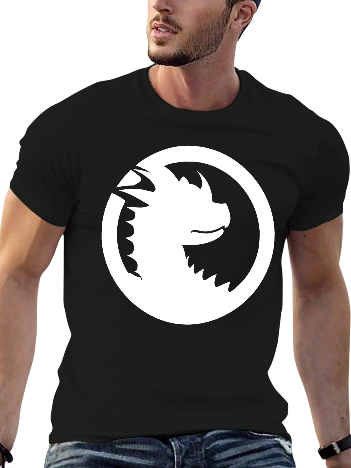 Dragon Circle Graphic Tee - Black Casual Shirt