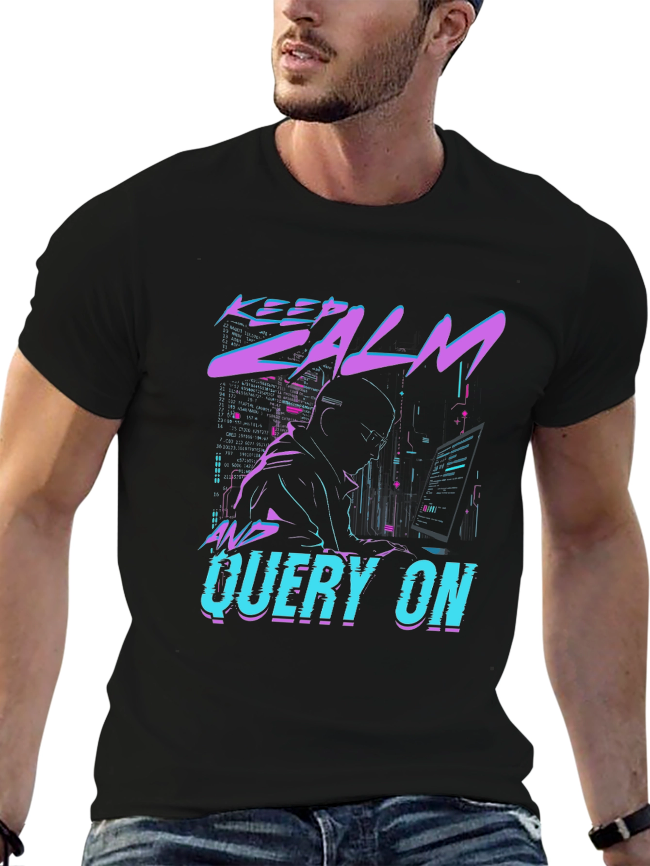 Keep Calm & Query On Black T-Shirt