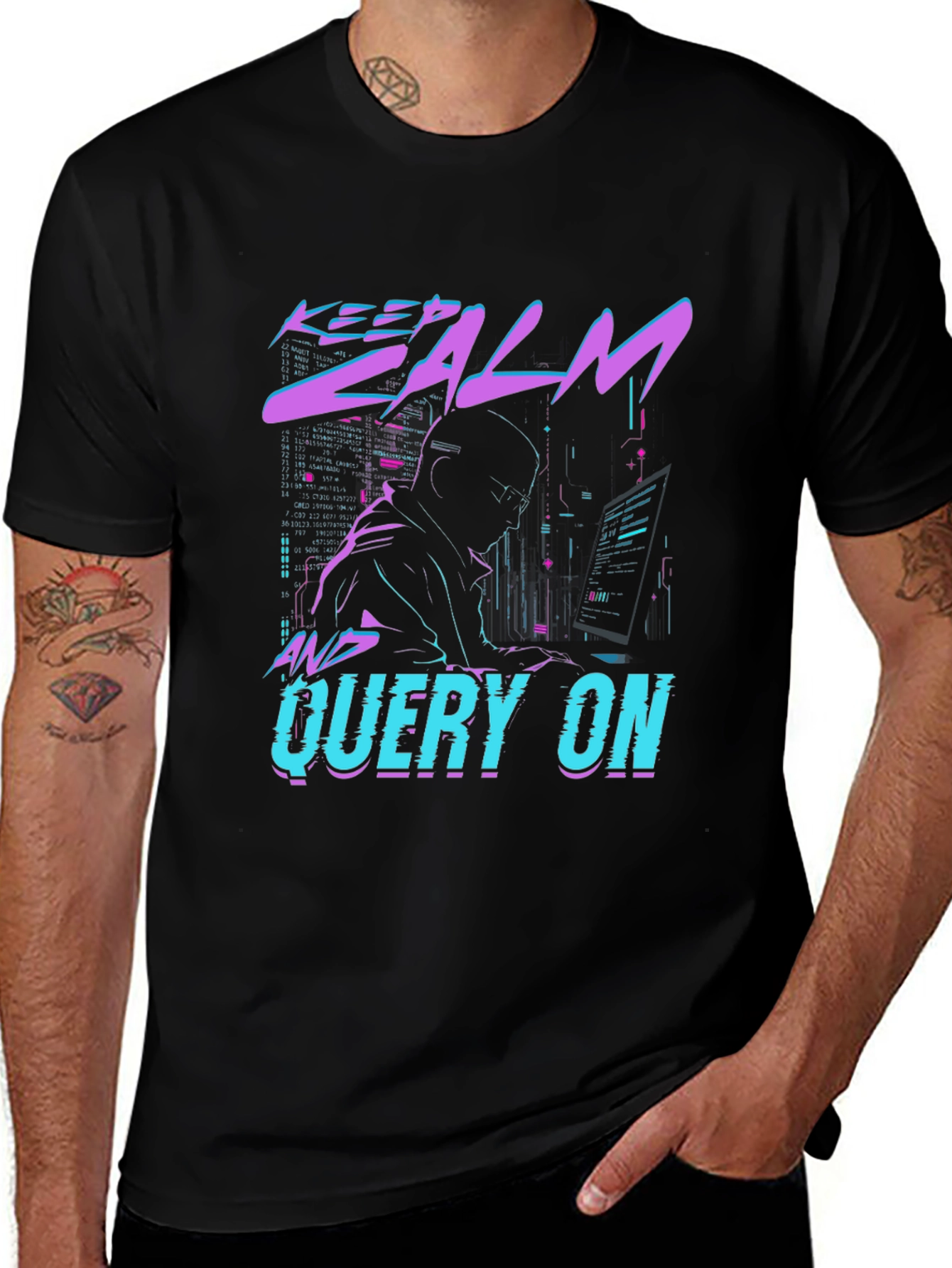 Keep Calm & Query On Black T-Shirt
