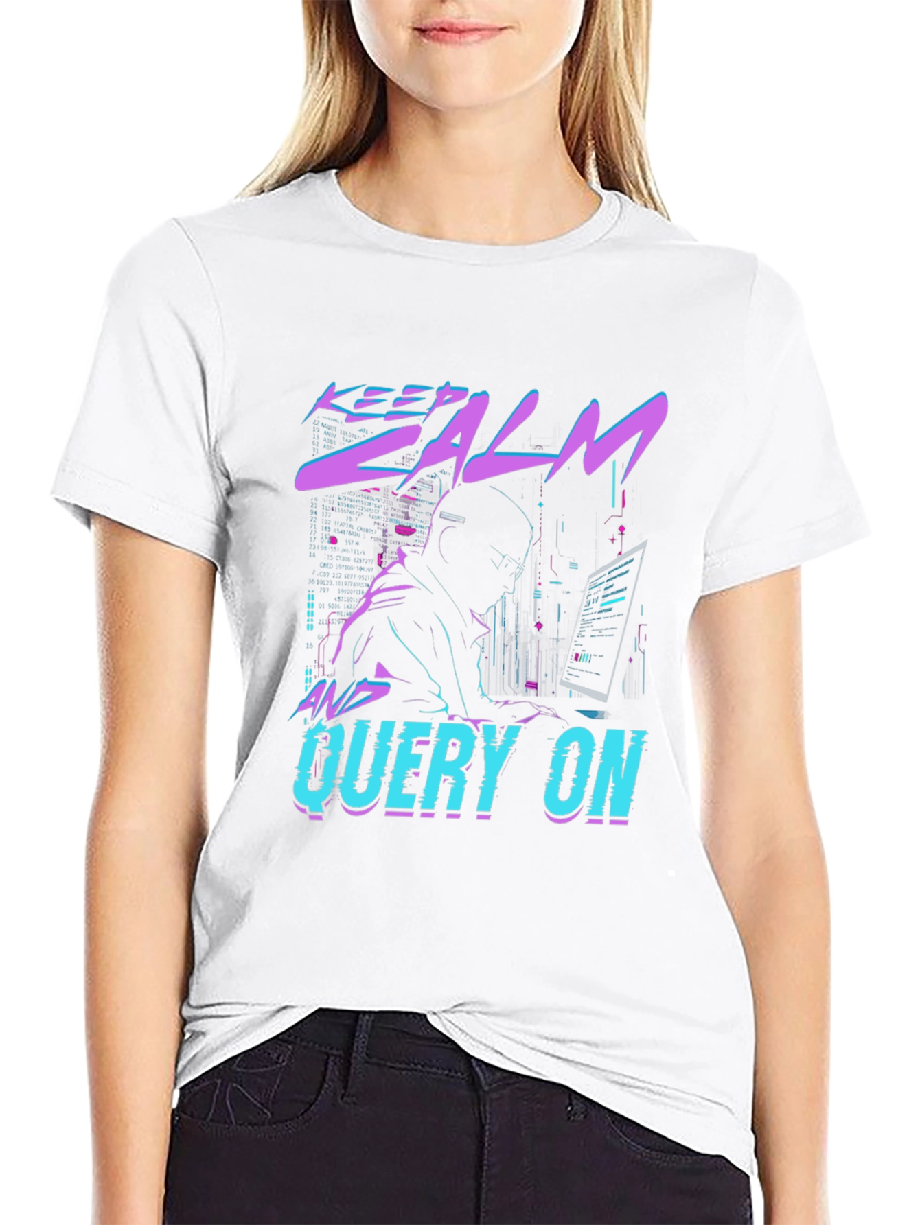 Keep Calm & Query On Black T-Shirt