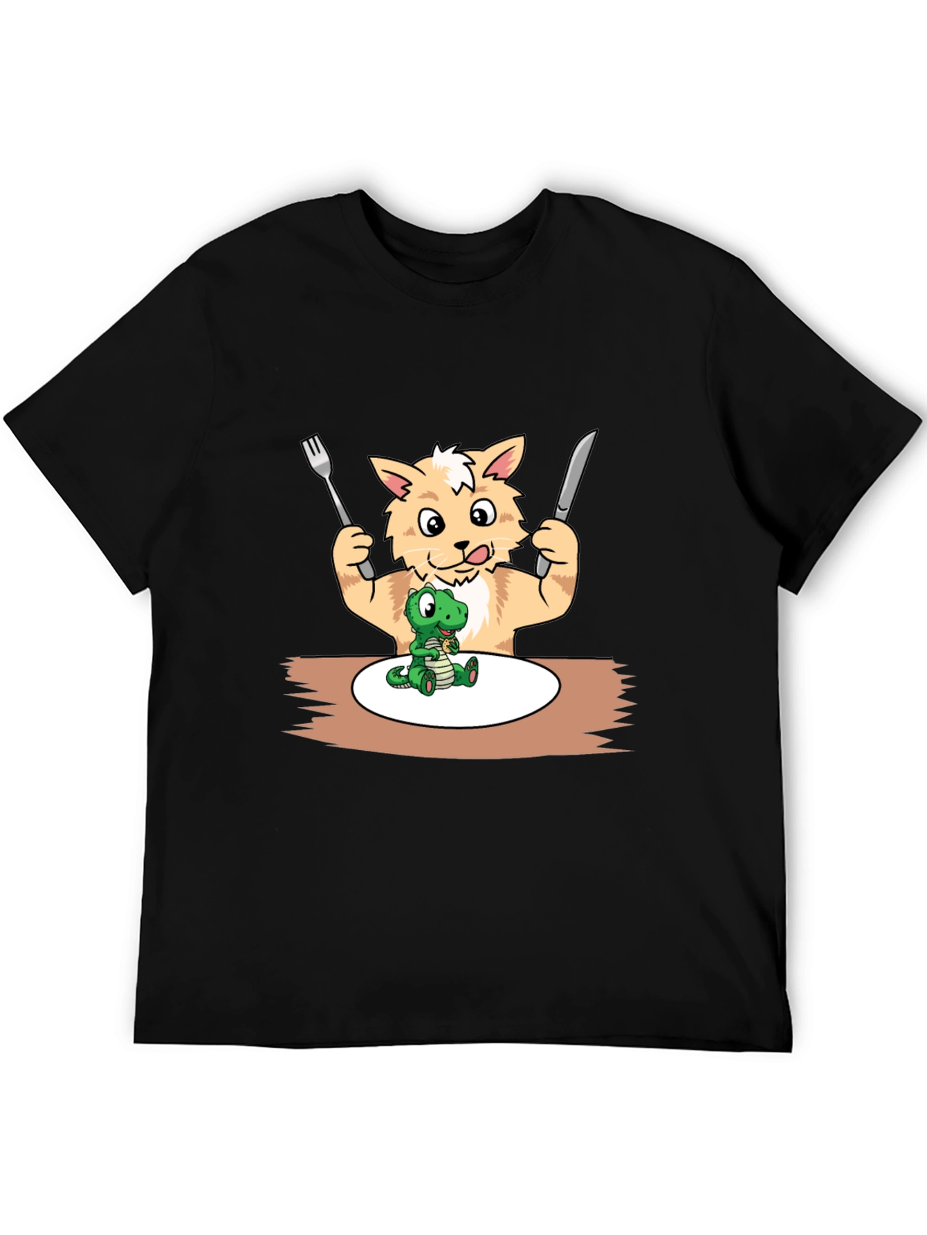 Funny Cat Eating Dinosaur T-Shirt