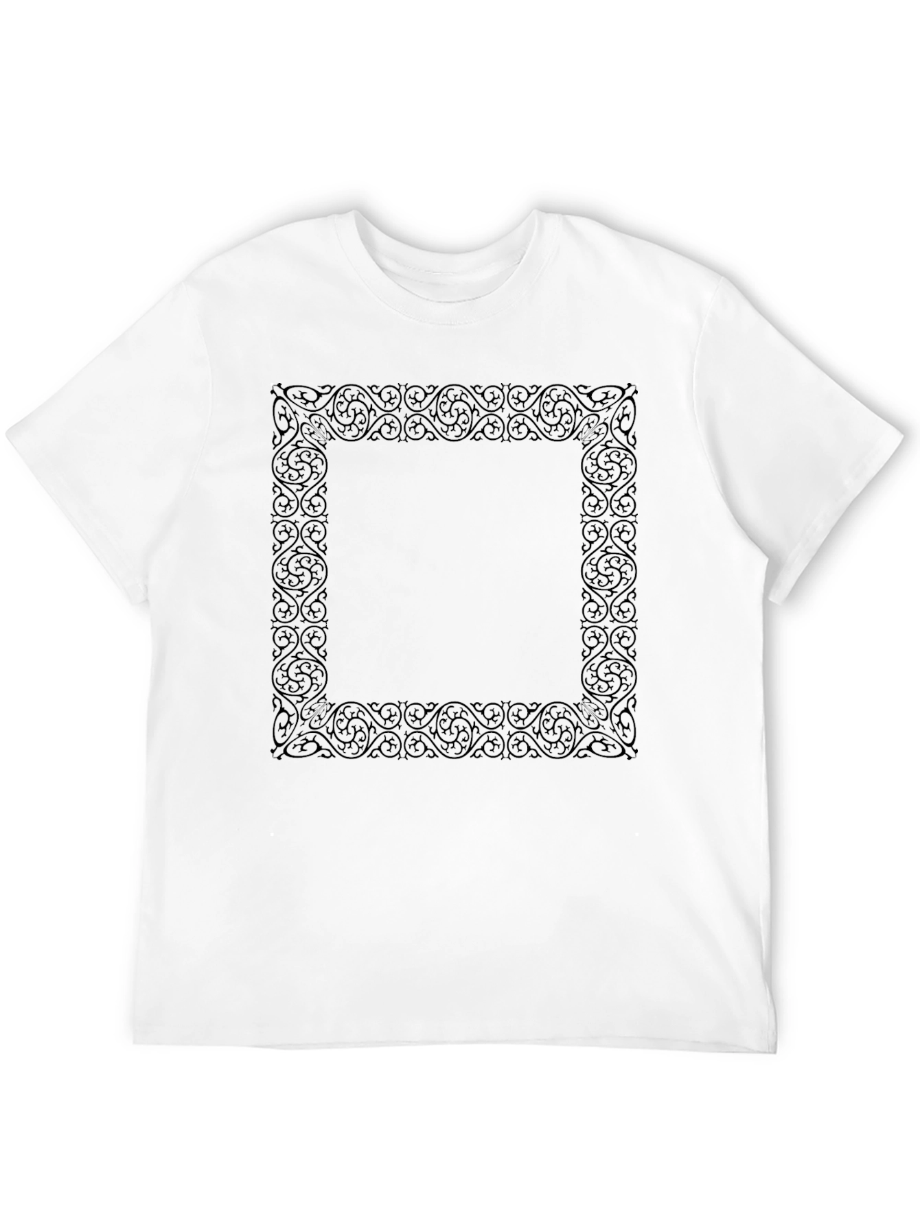 Mens Black Tee with Ornate Square Graphic