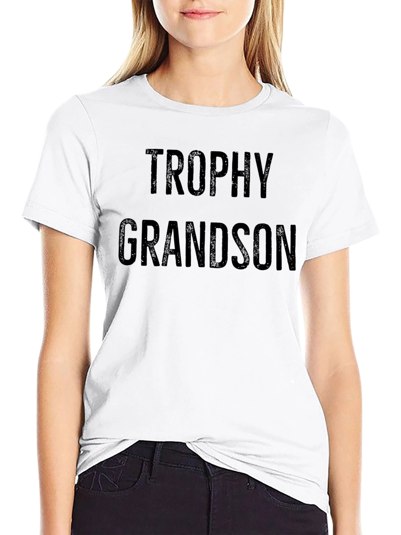 Trophy Grandson Black T-Shirt Novelty